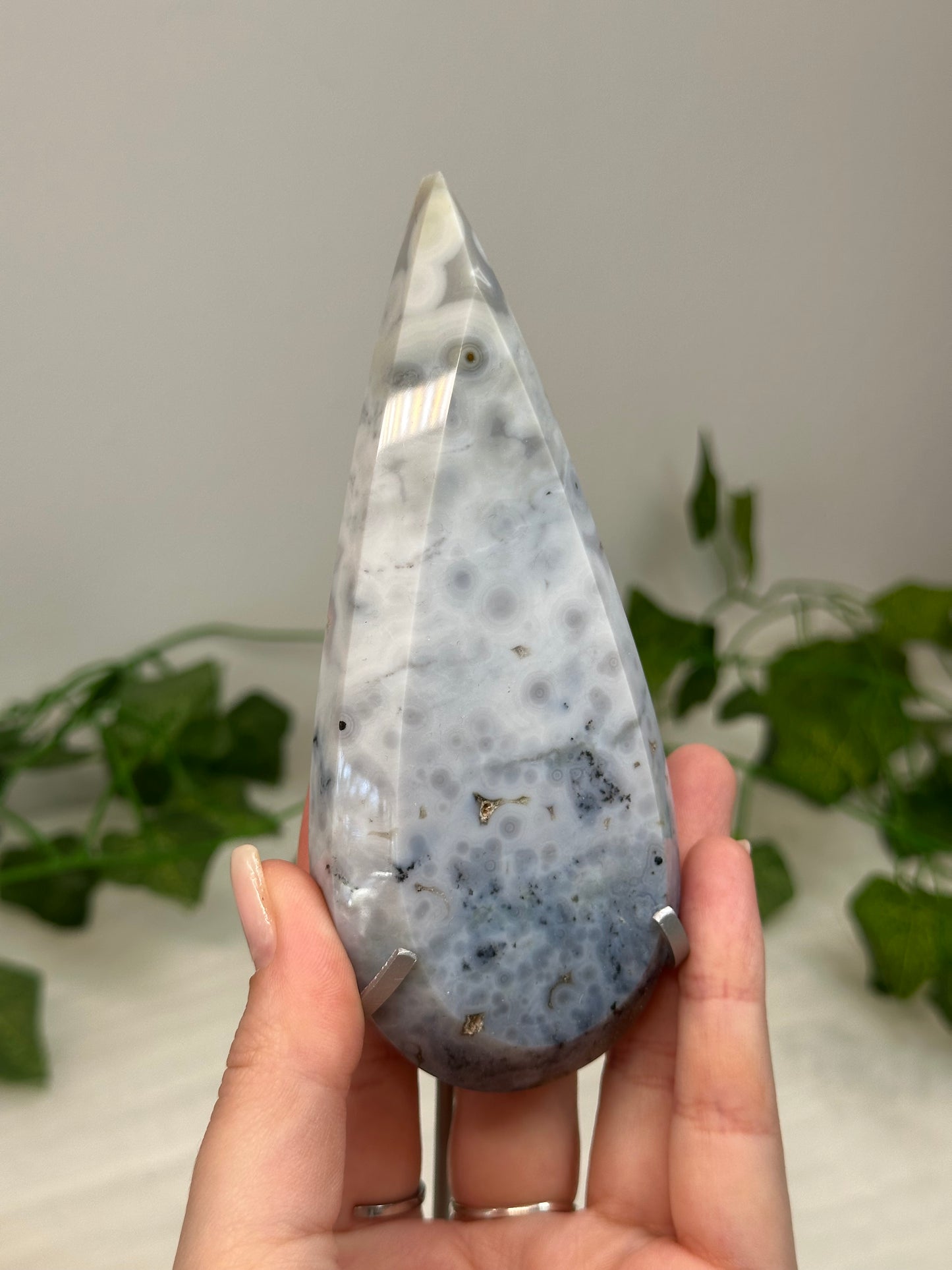 Ocean Jasper Teardrop on a Stand