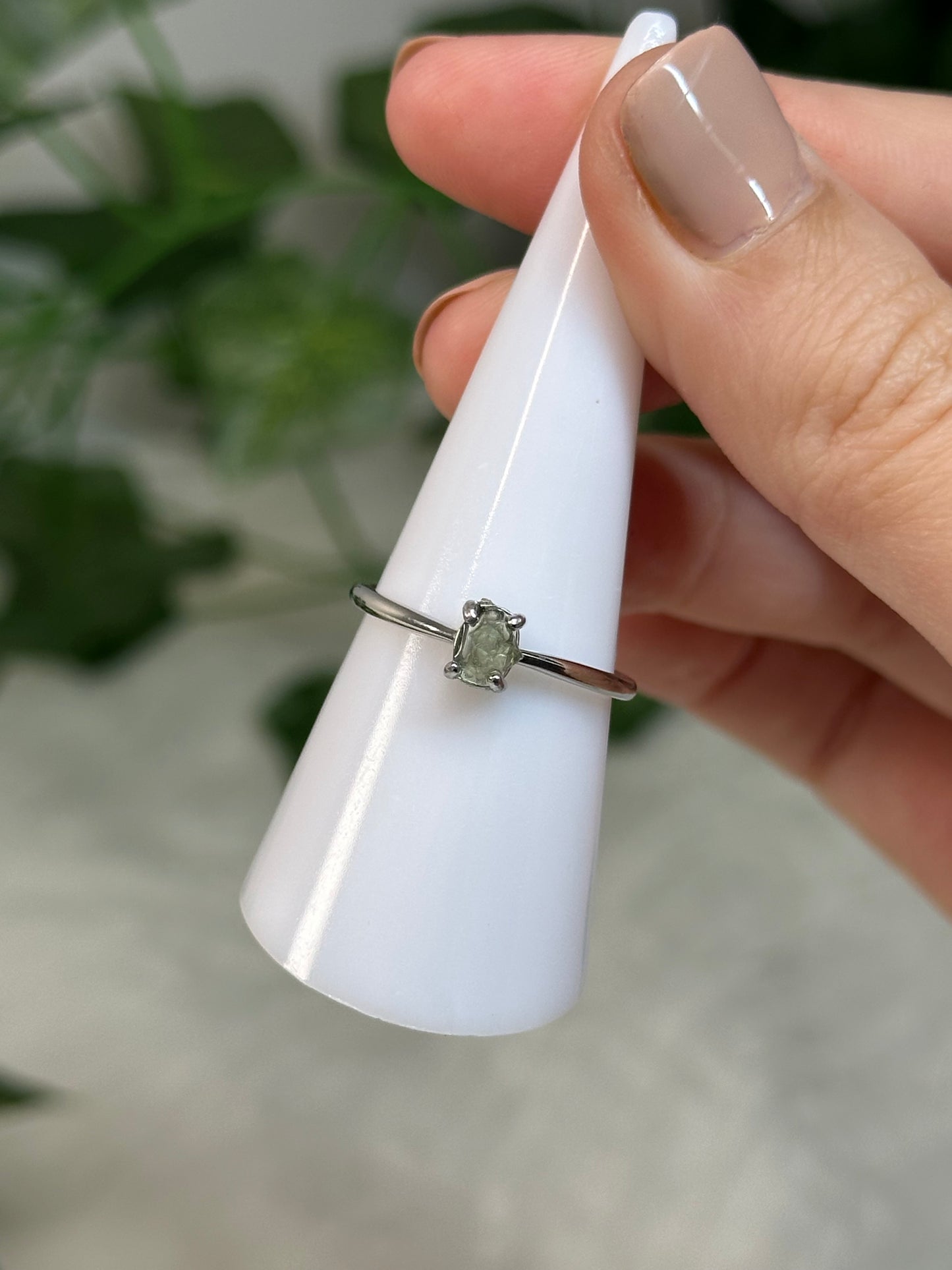 Moldavite Adjustable Ring (925 Sterling Silver)