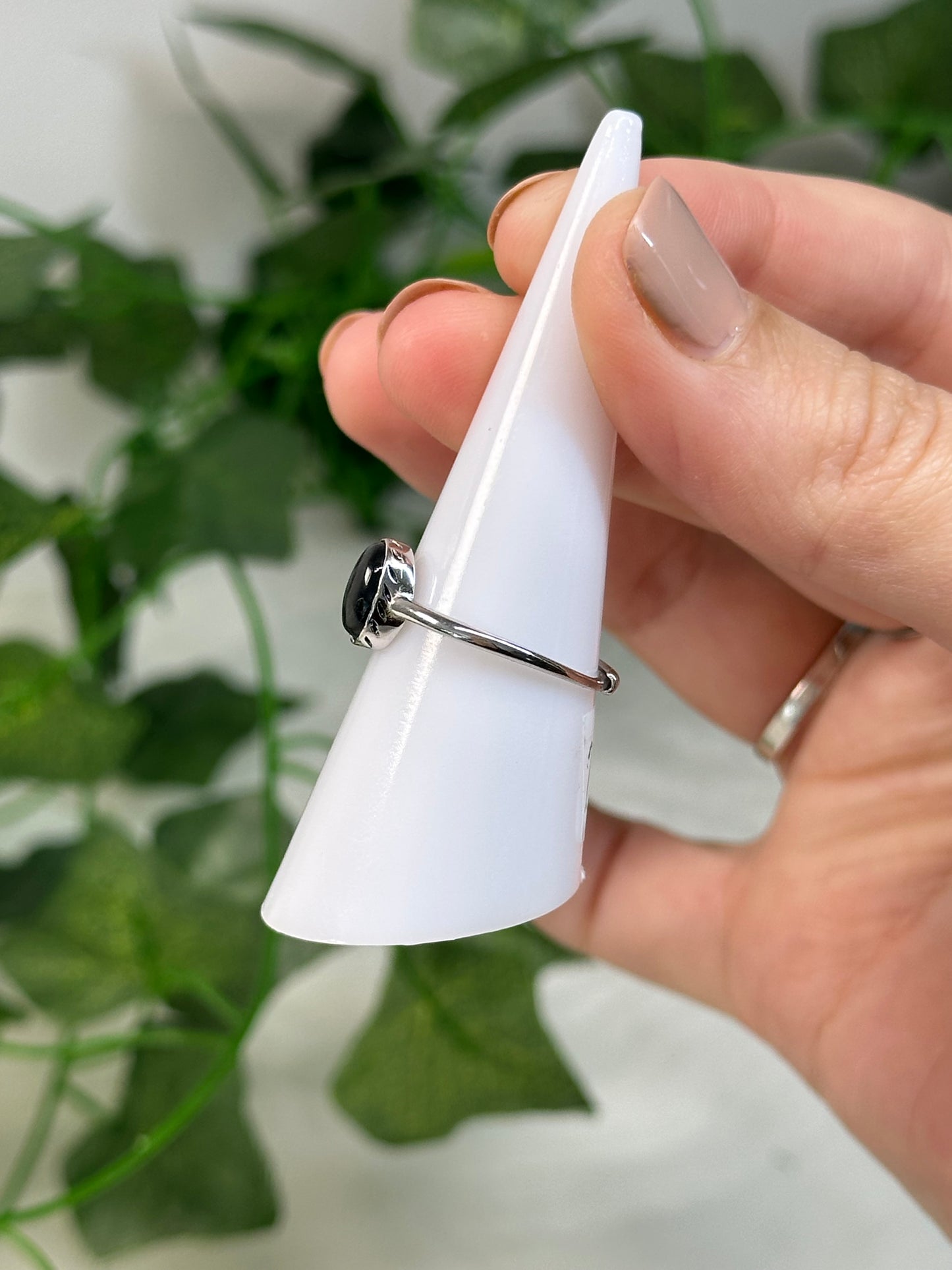 Hypersthene Adjustable Ring (925 Sterling Silver)