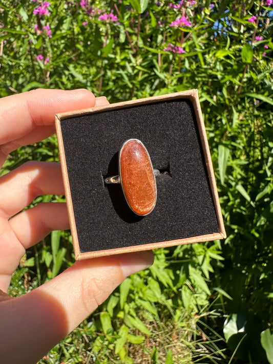 Sunstone Ring Size L1/2 (925 Sterling Silver)