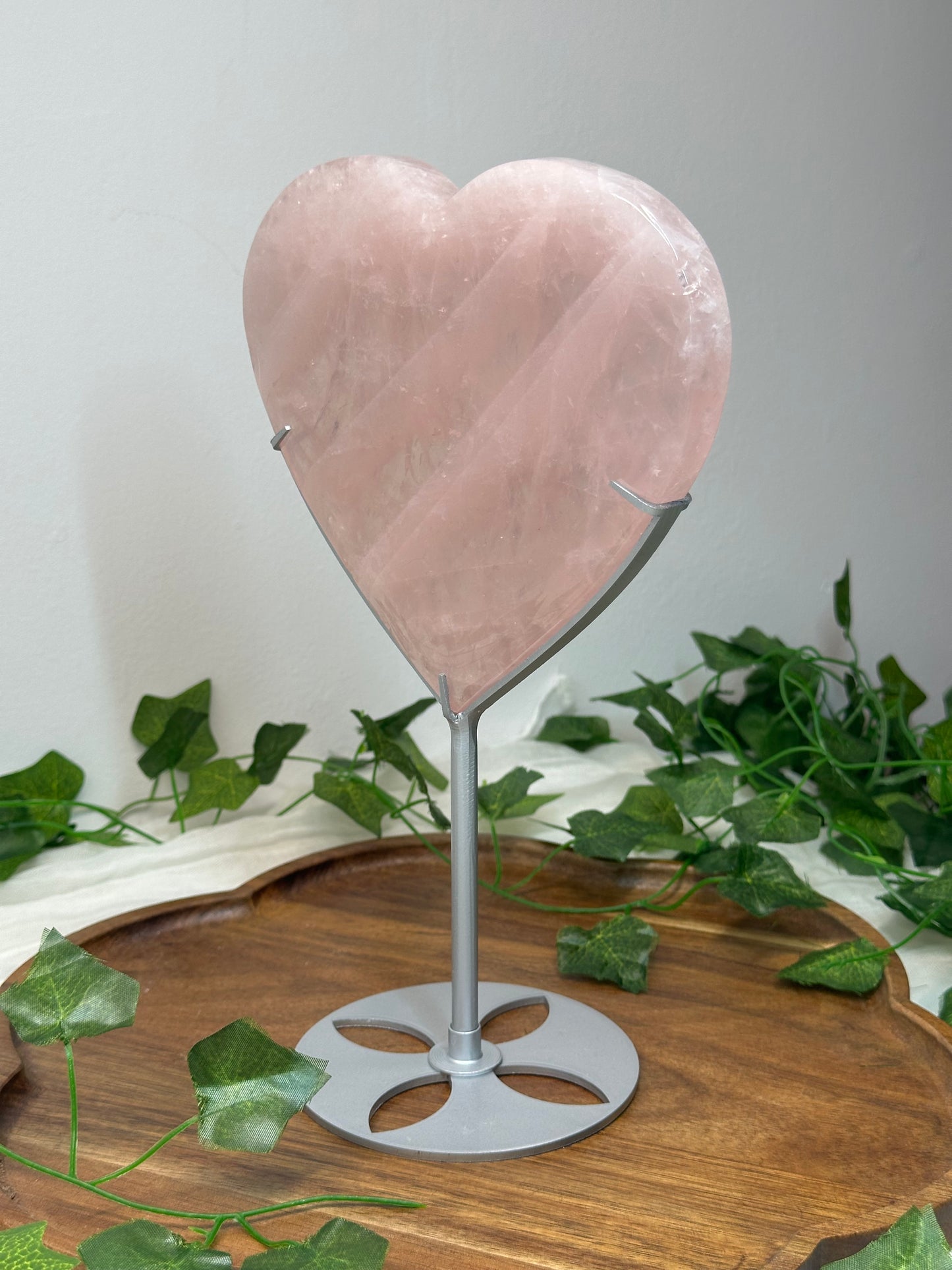 Rose Quartz Heart on a Stand