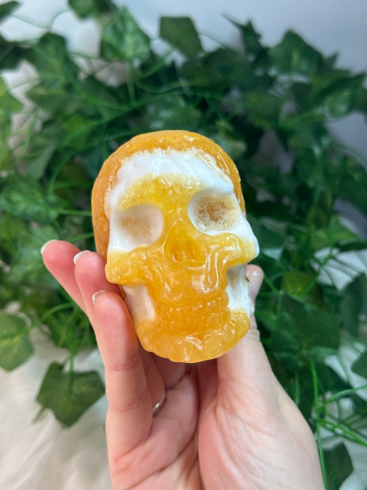 Banded Orange Calcite Skull