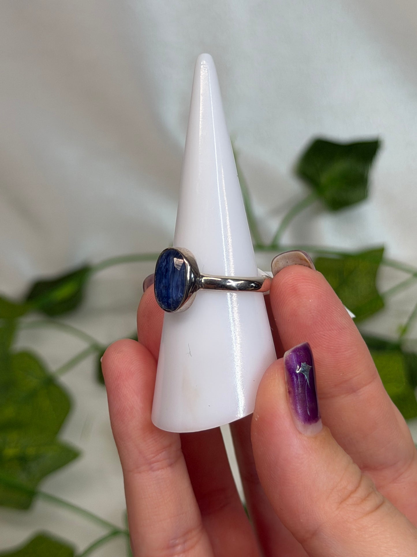 Blue Kyanite Ring Size P (925 Sterling Silver)