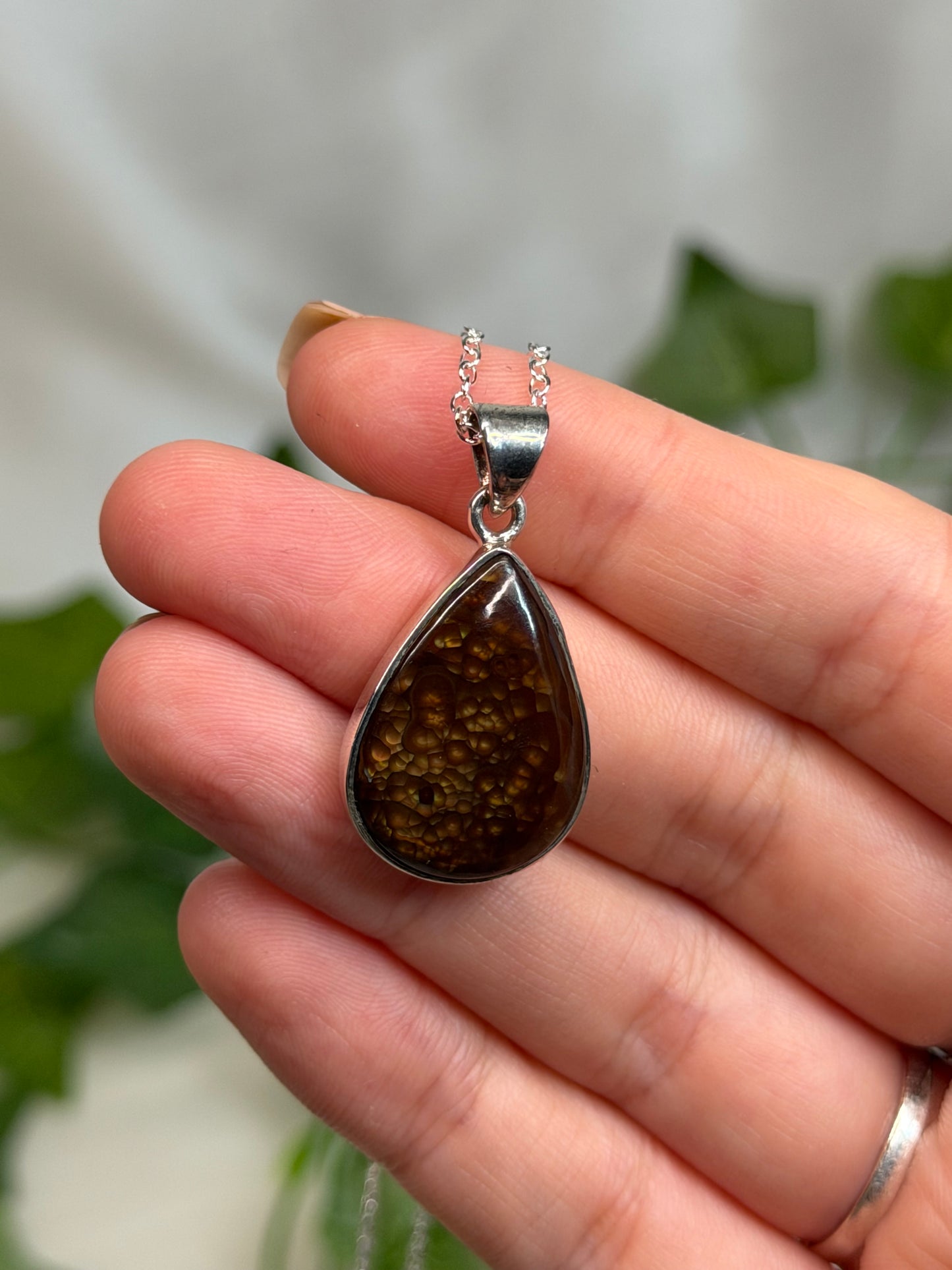 Fire Agate Pendant (925 Sterling Silver) B