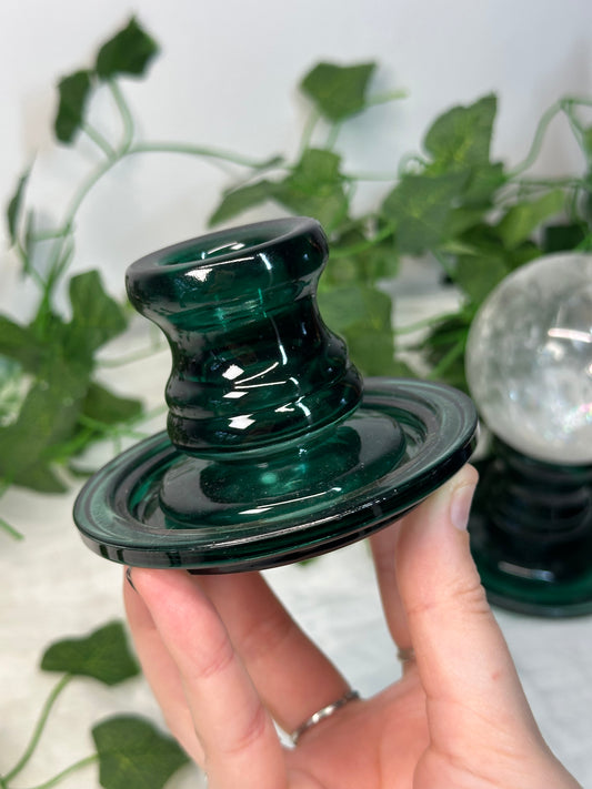 Green Glass Sphere / Candle Holder