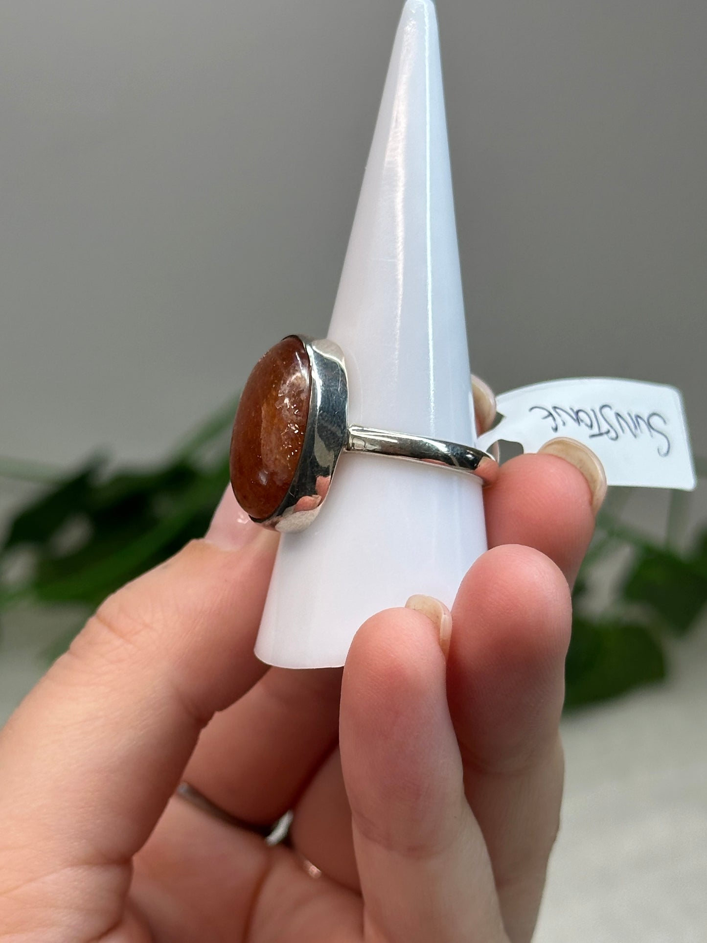Sunstone Ring Size S1/2 (925 Sterling Silver)