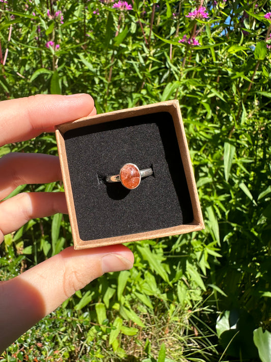 Sunstone Ring Size M (925 Sterling Silver)