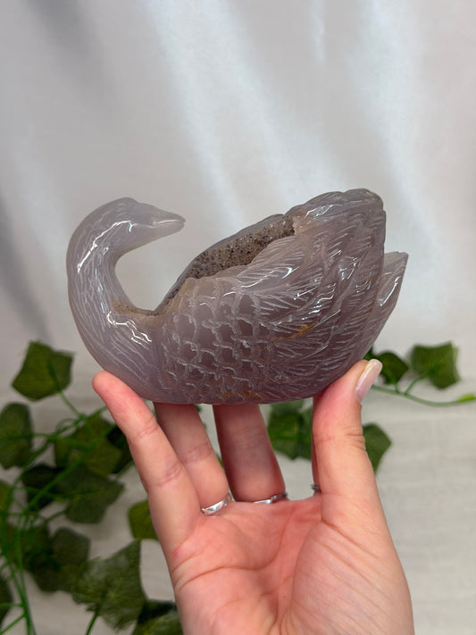 Druzy Agate Swan