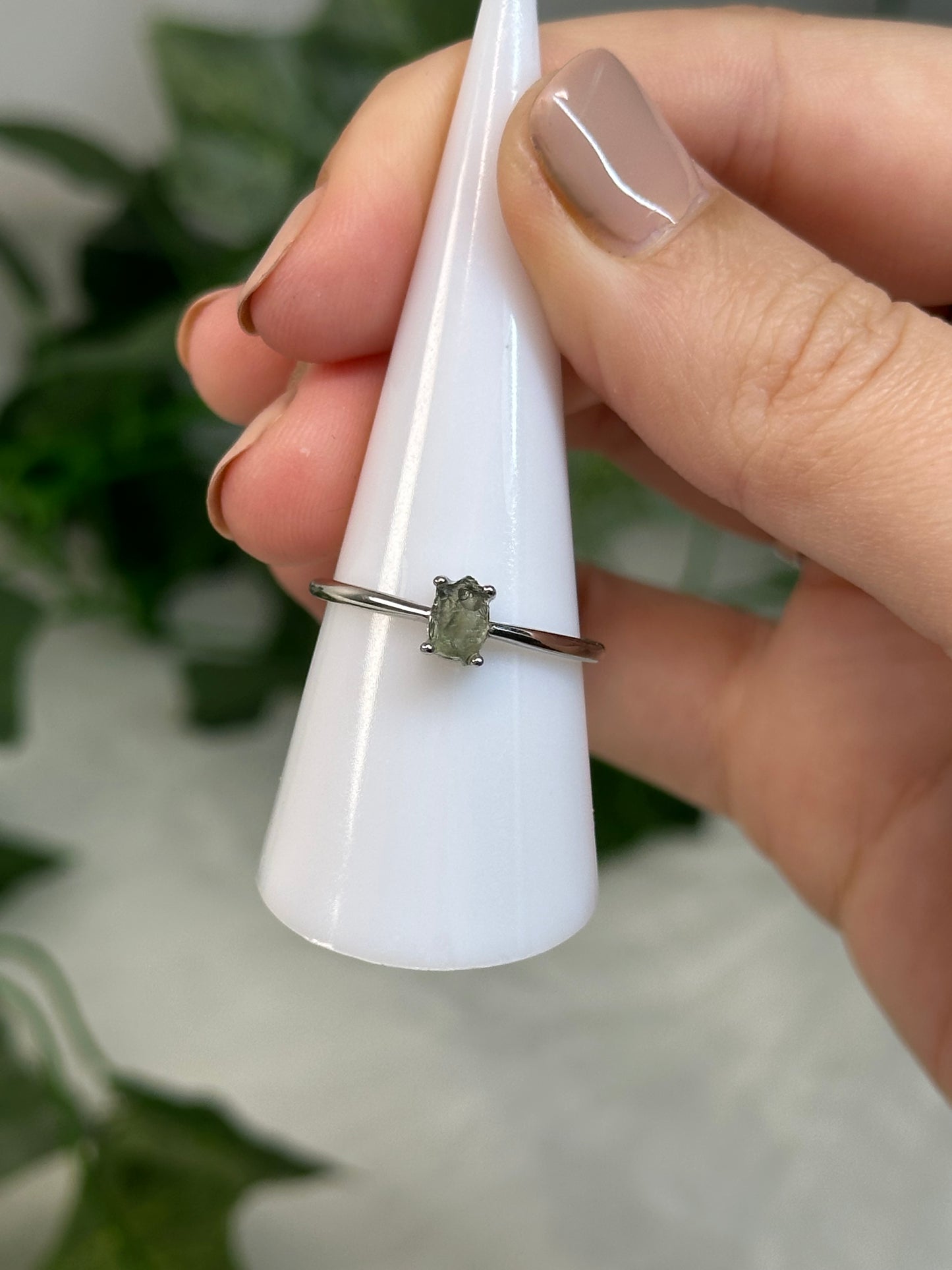 Moldavite Adjustable Ring (925 Sterling Silver)