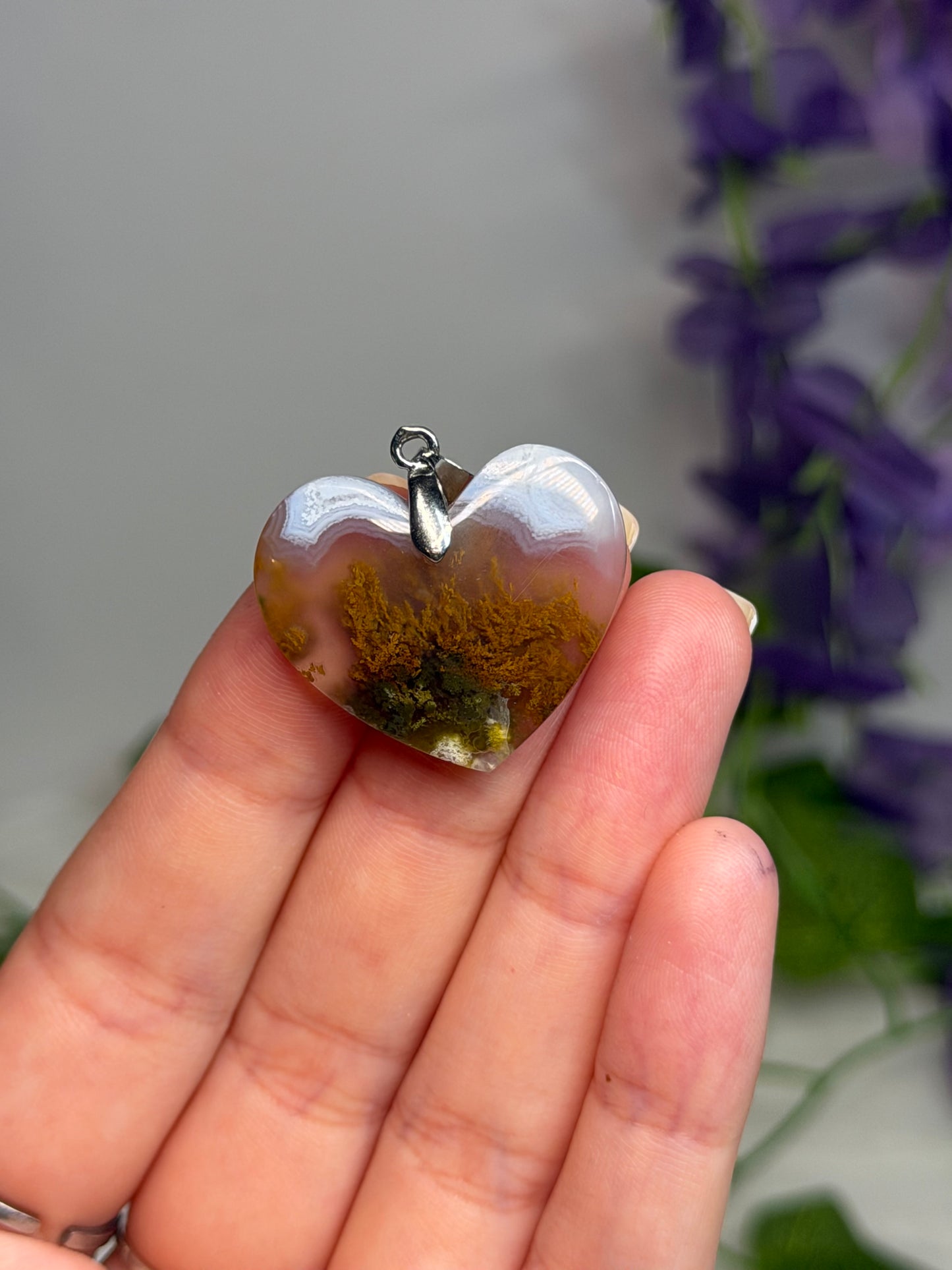 Scenic Moss Agate Heart Pendant