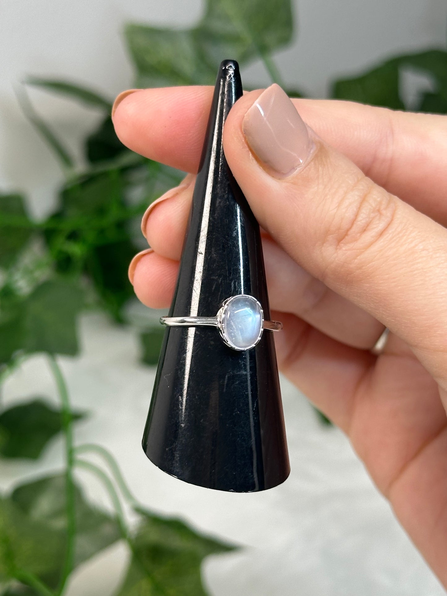 Moonstone Adjustable Ring (925 Sterling Silver)