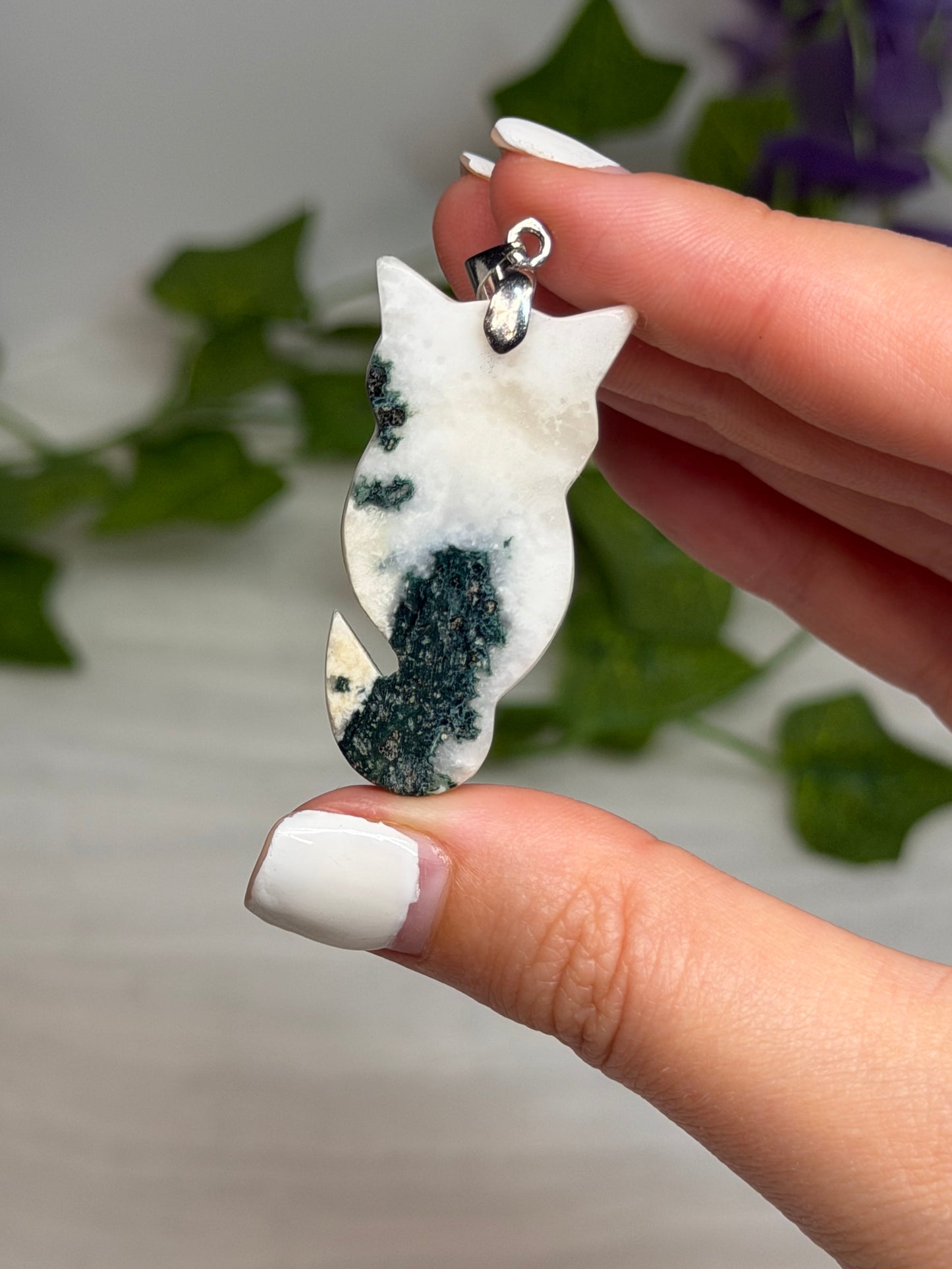 Tree Agate Cat Pendant