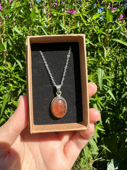 Sunstone Pendant (925 Sterling Silver)