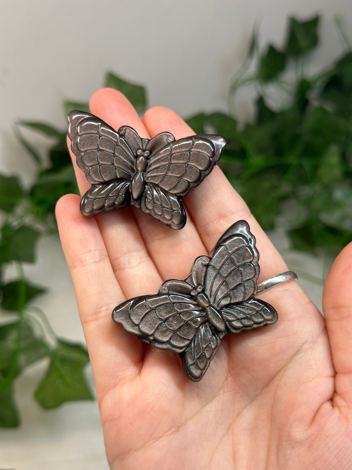 Silver Obsidian Butterfly