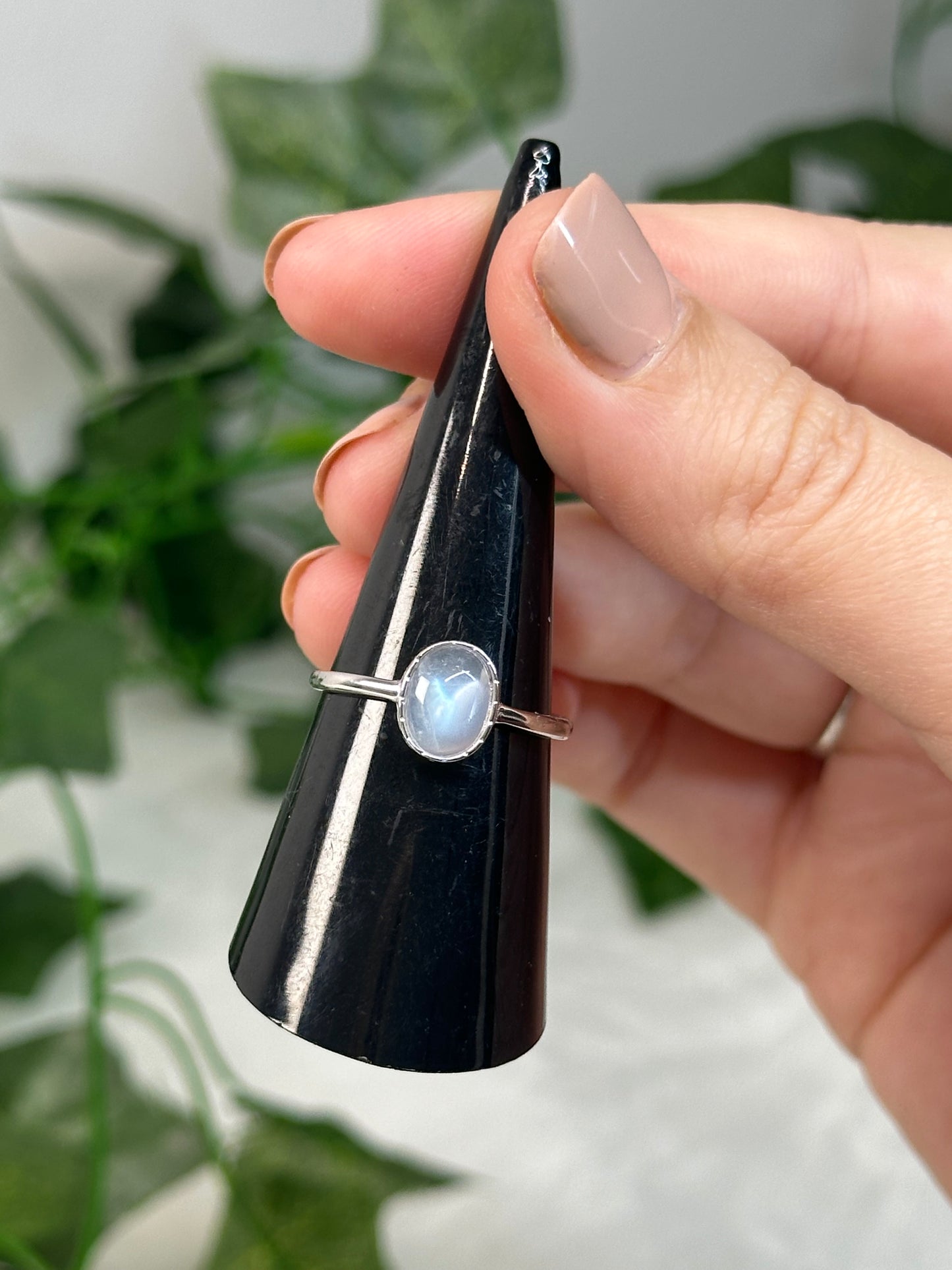 Moonstone Adjustable Ring (925 Sterling Silver)