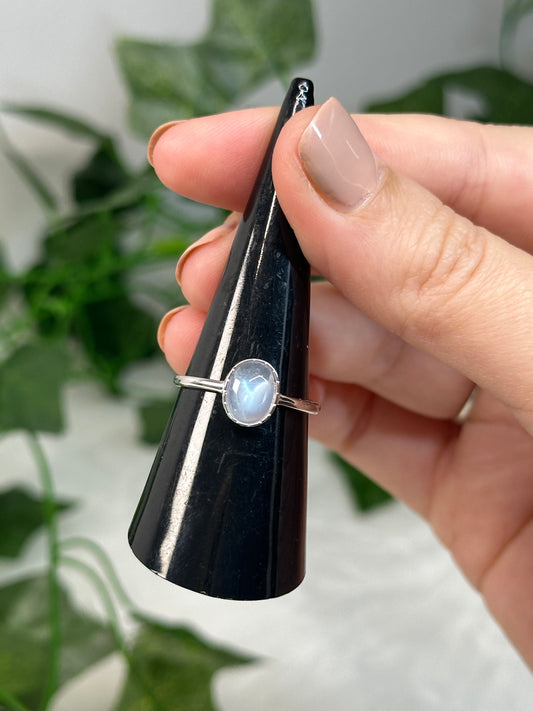 Moonstone Adjustable Ring (925 Sterling Silver)