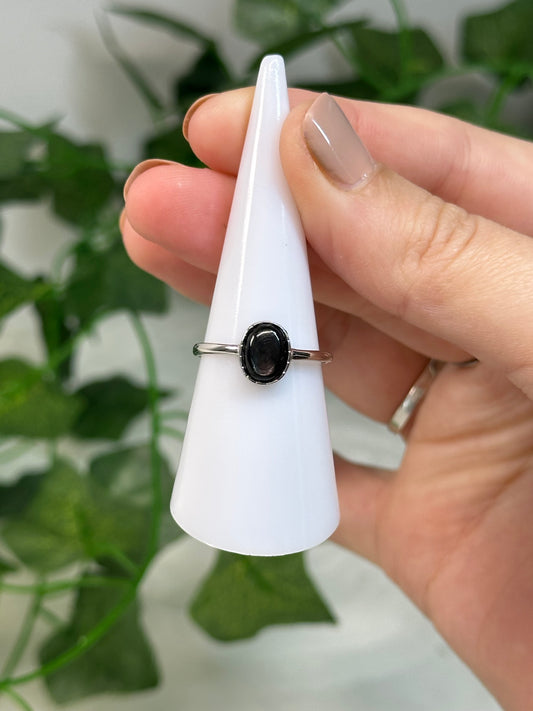 Hypersthene Adjustable Ring (925 Sterling Silver)