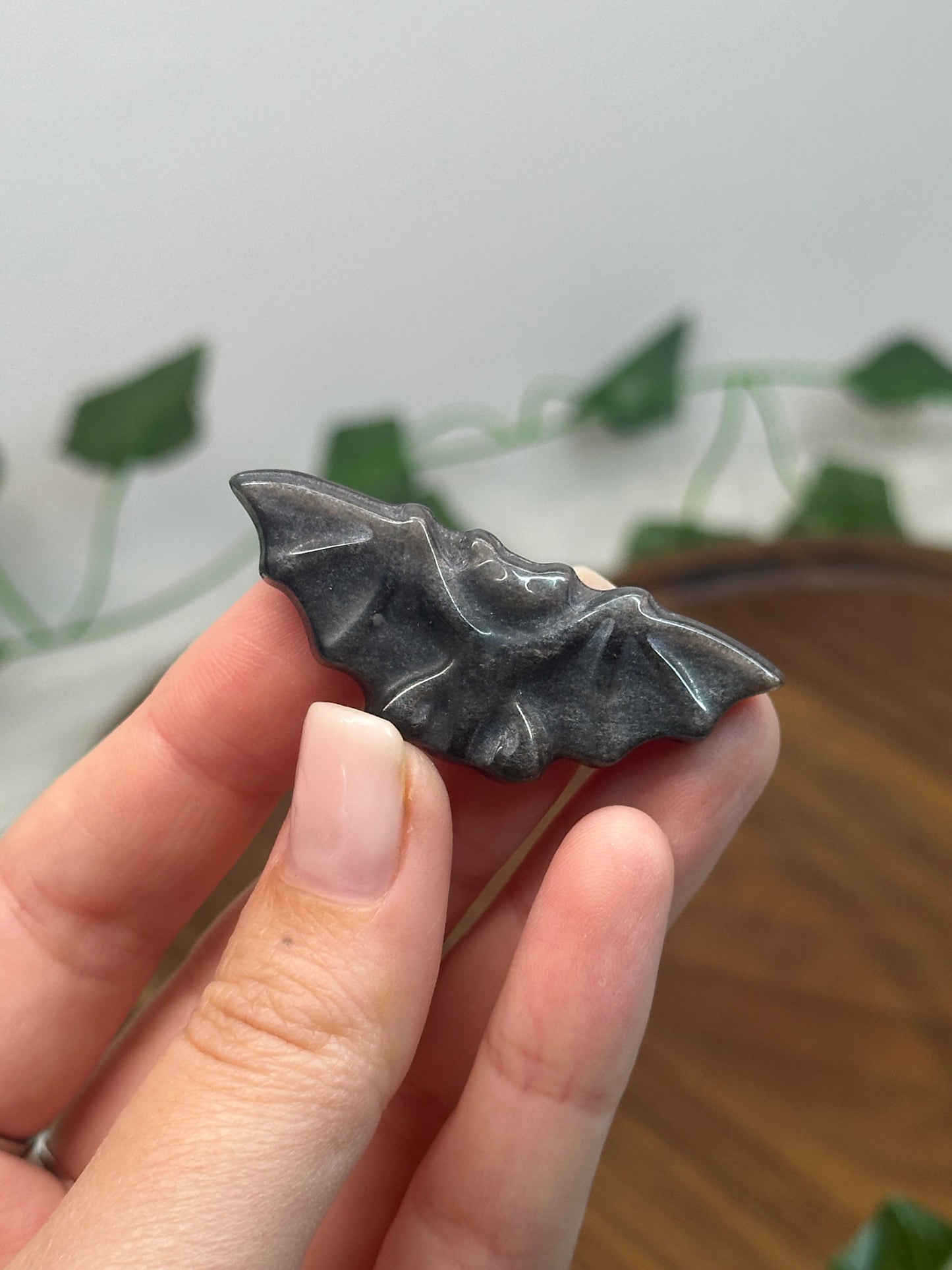 Silver Sheen Obsidian Bat
