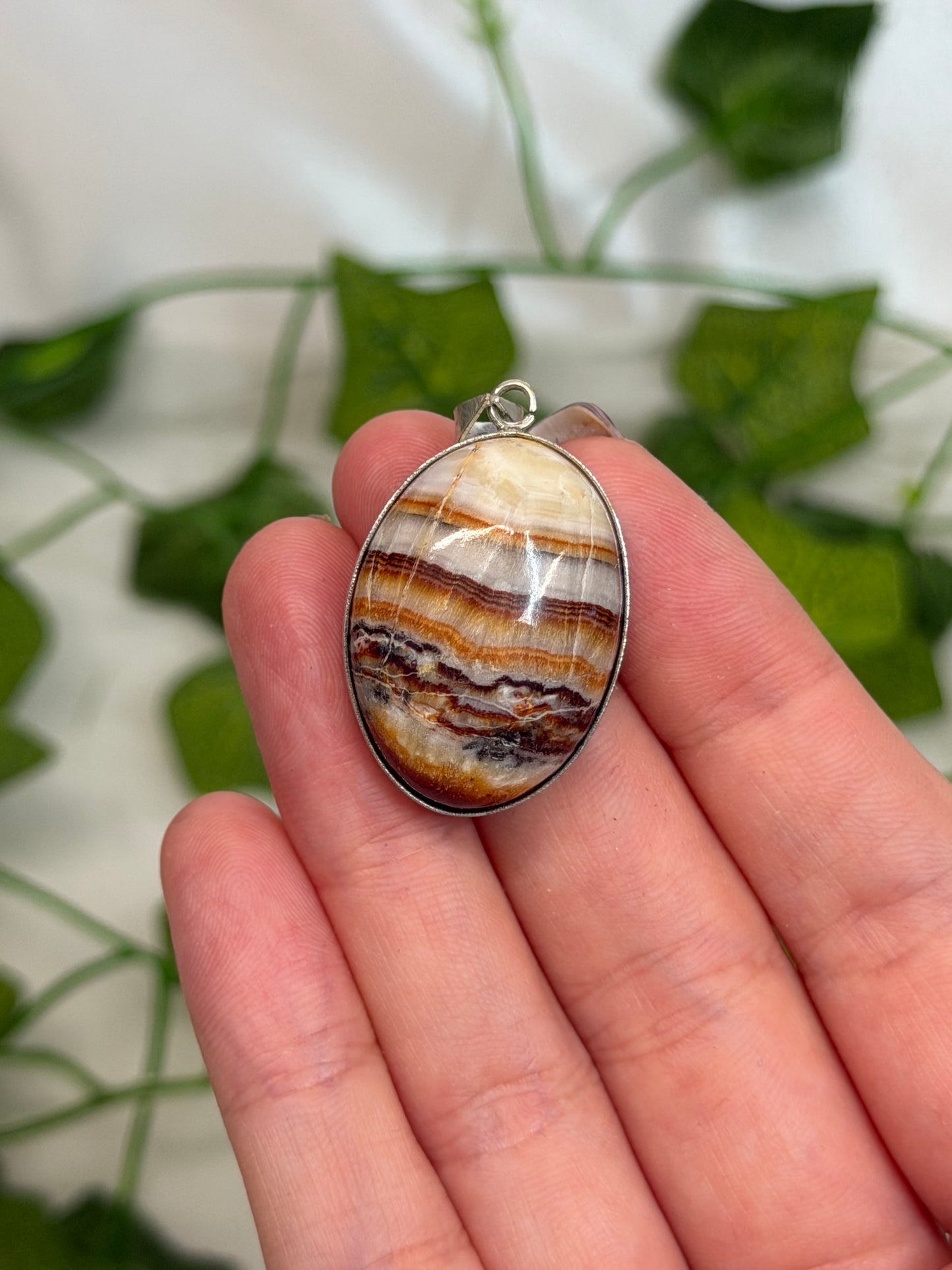 Brown Aragonite Pendant (Stainless Steel)