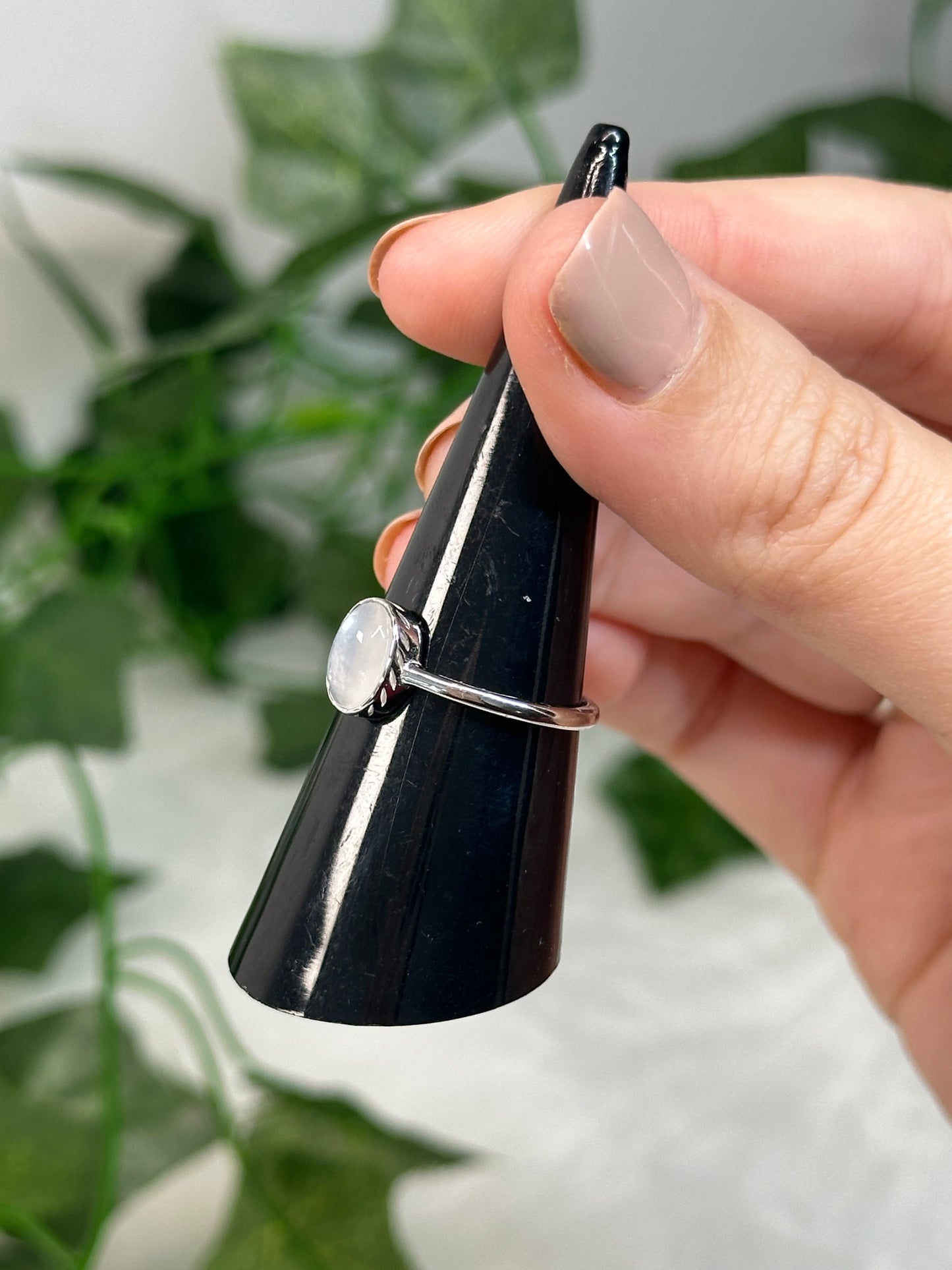 Moonstone Adjustable Ring (925 Sterling Silver)