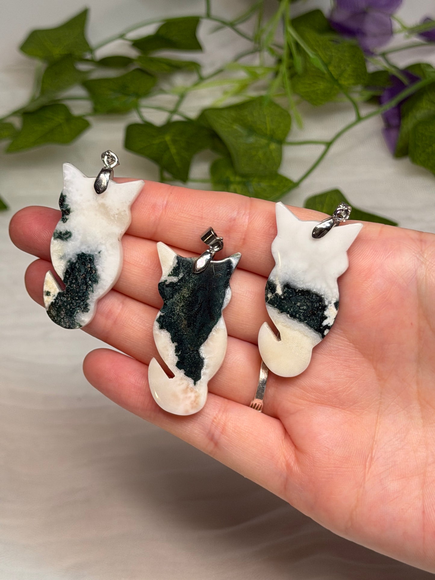 Tree Agate Cat Pendant