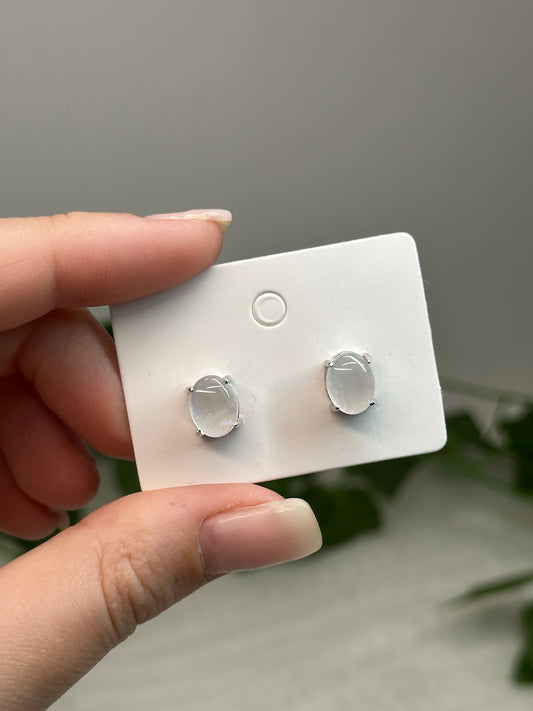 Moonstone Studs (925 Sterling Silver)