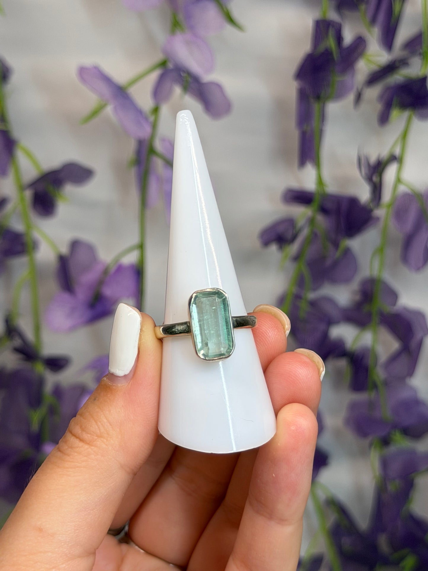 Aqua Kyanite Size Q Ring (925 Sterling Silver)