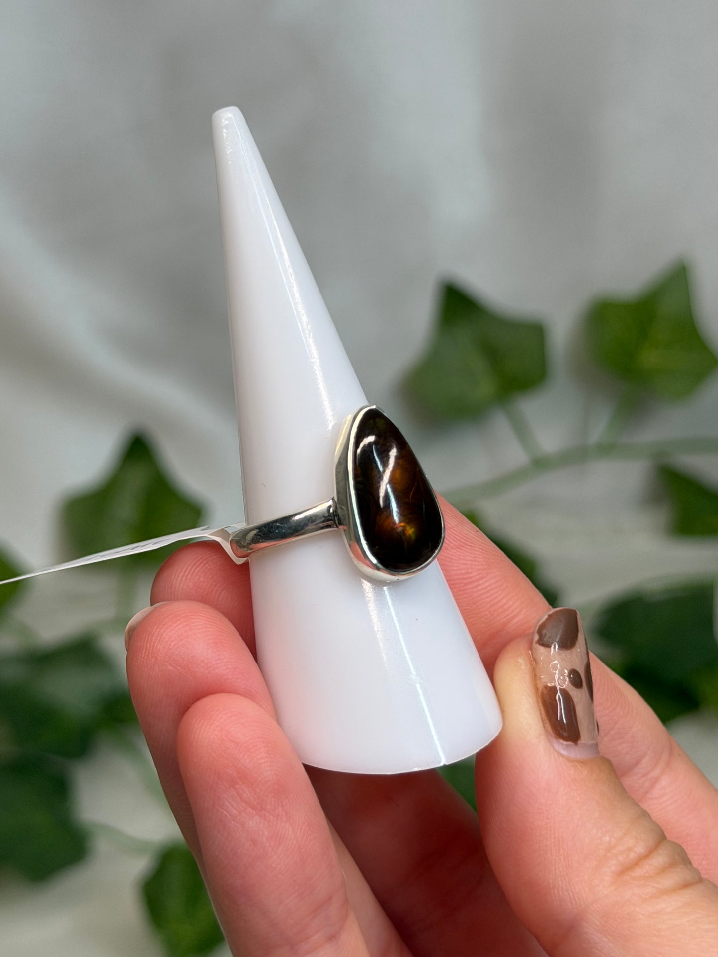 Teardrop Fire Agate Ring Size O1/2