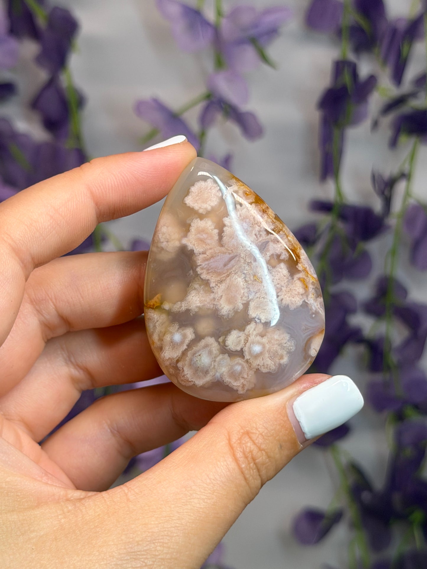 Flower Agate Teardrop