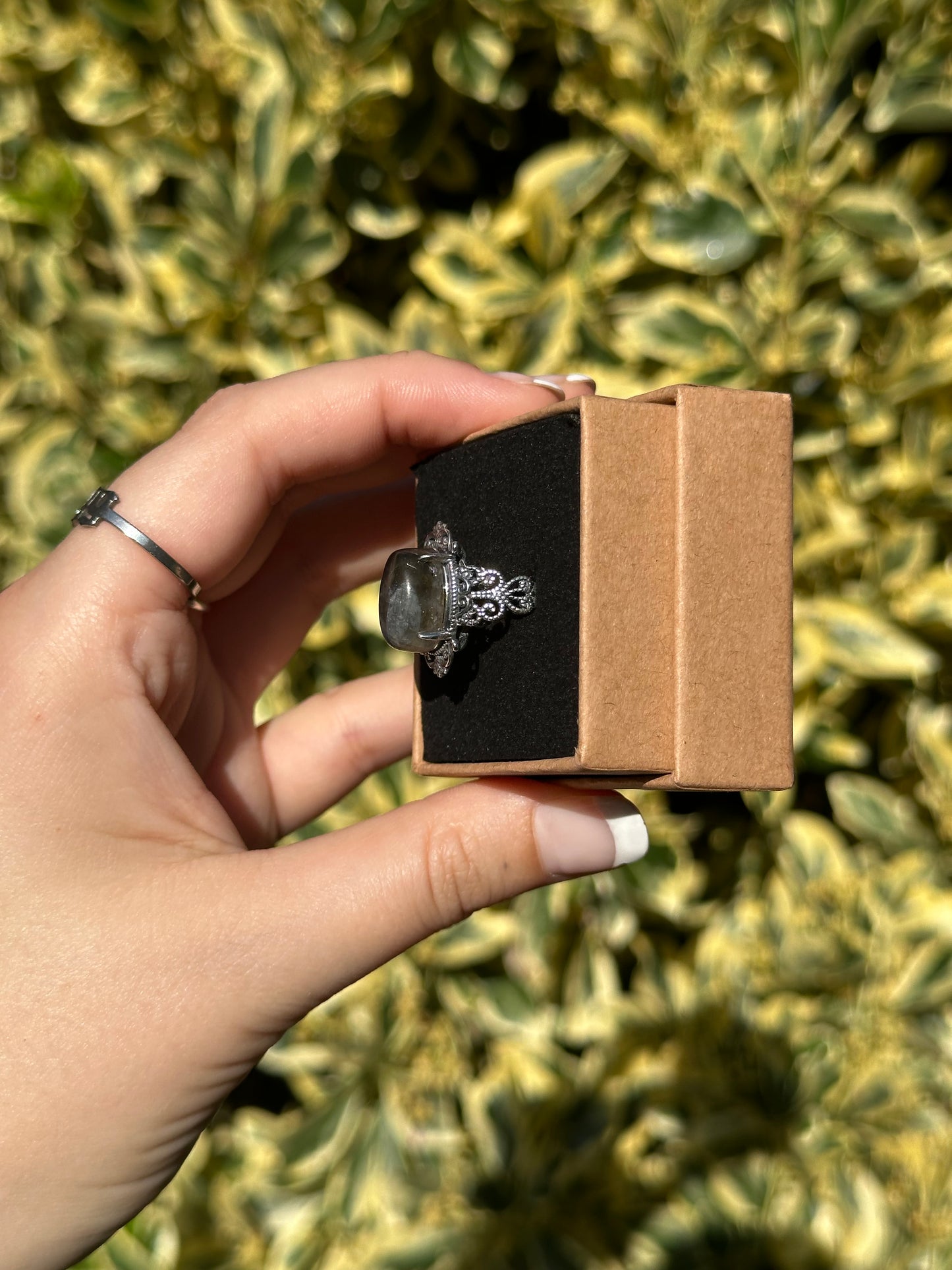 Adjustable Labradorite Ring B (925 Sterling silver)