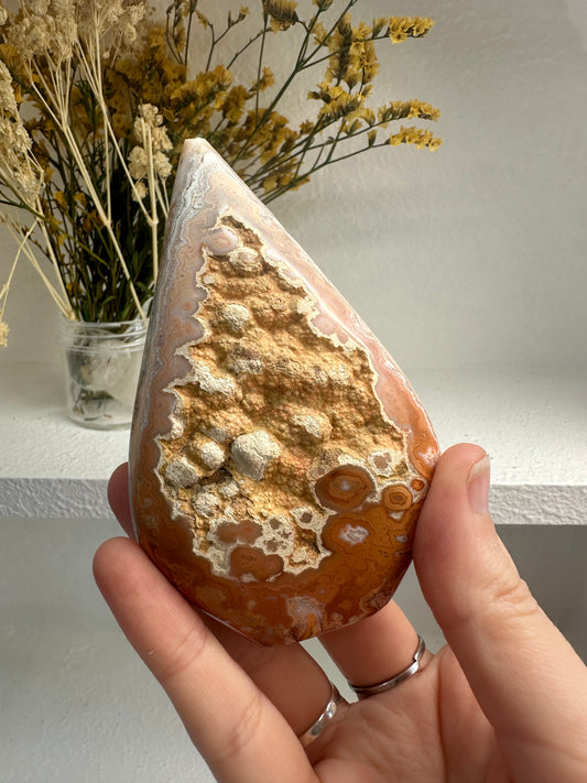 Imperfect Peach Crazy Lace Agate Shield B