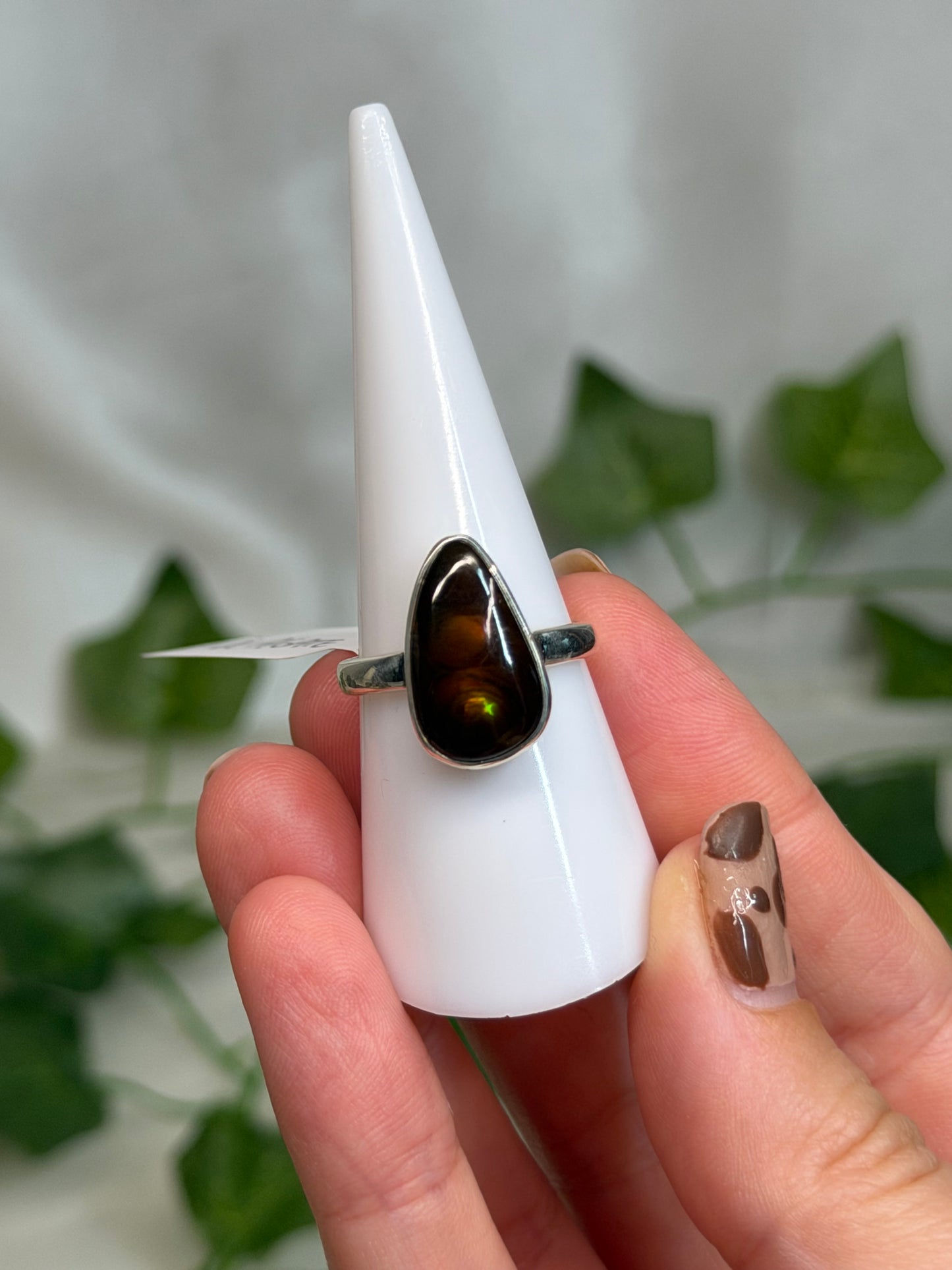 Teardrop Fire Agate Ring Size O1/2