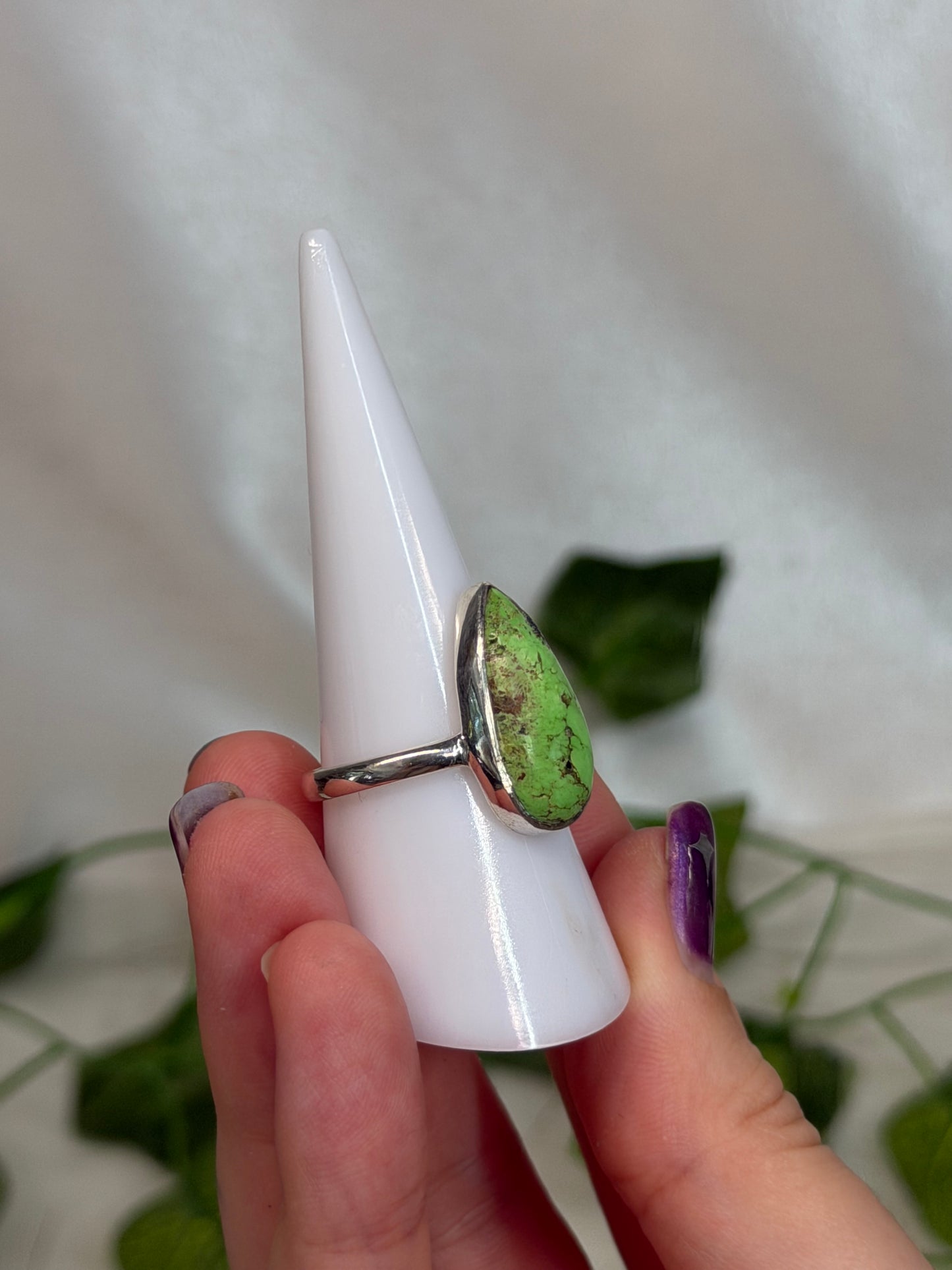 Gaspeite Ring Size S (925 Sterling Silver)