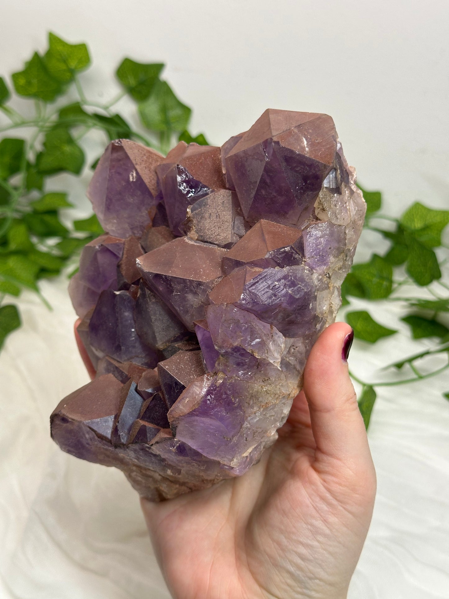 Hematite Coated Amethyst Cluster