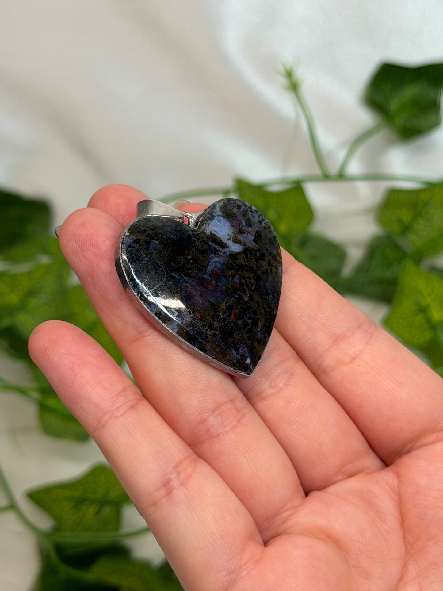 Scenic Moss Agate Pendant (Stainless Steel)