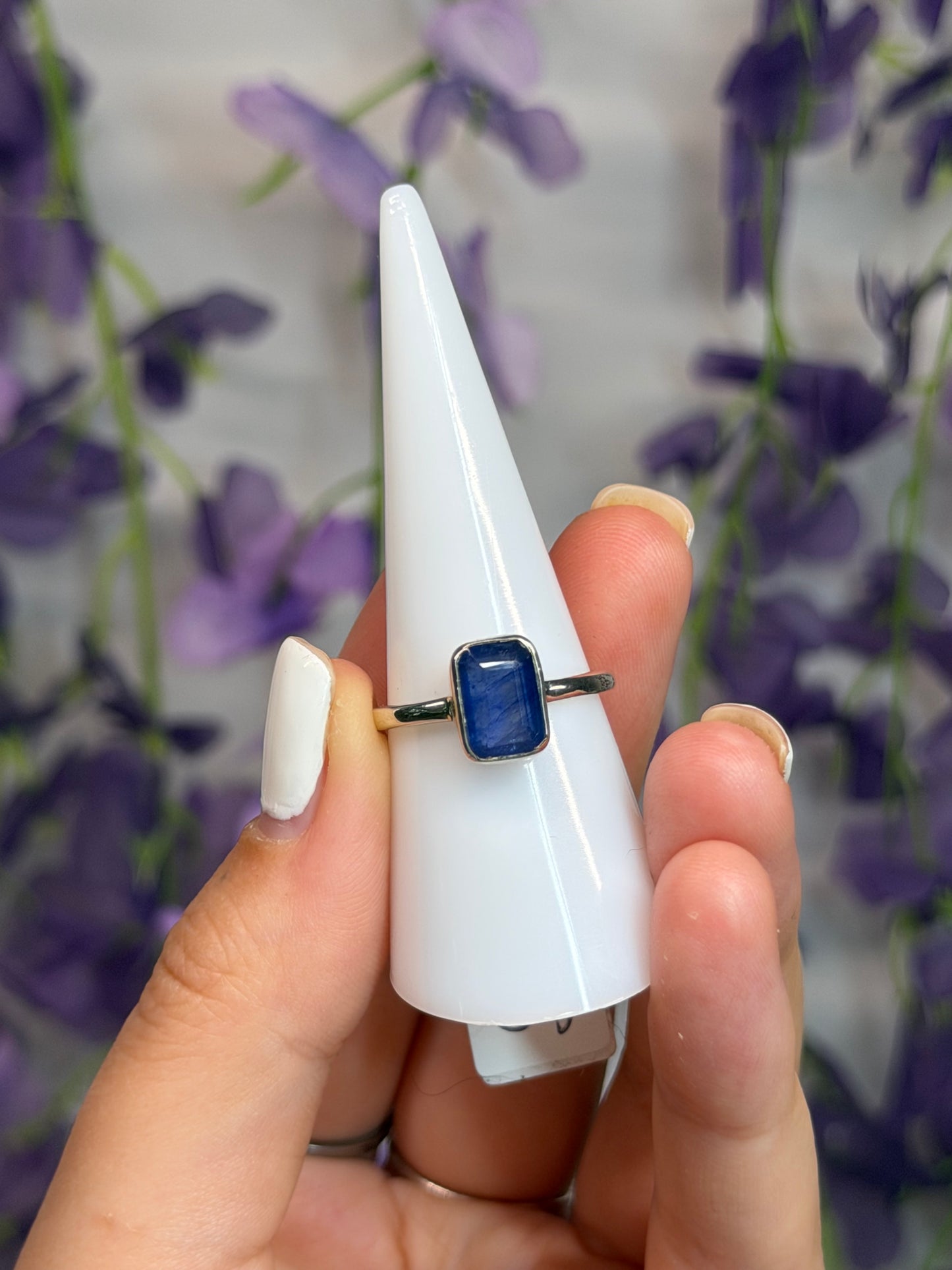 Blue Sapphire Size P Ring (925 Sterling Silver)