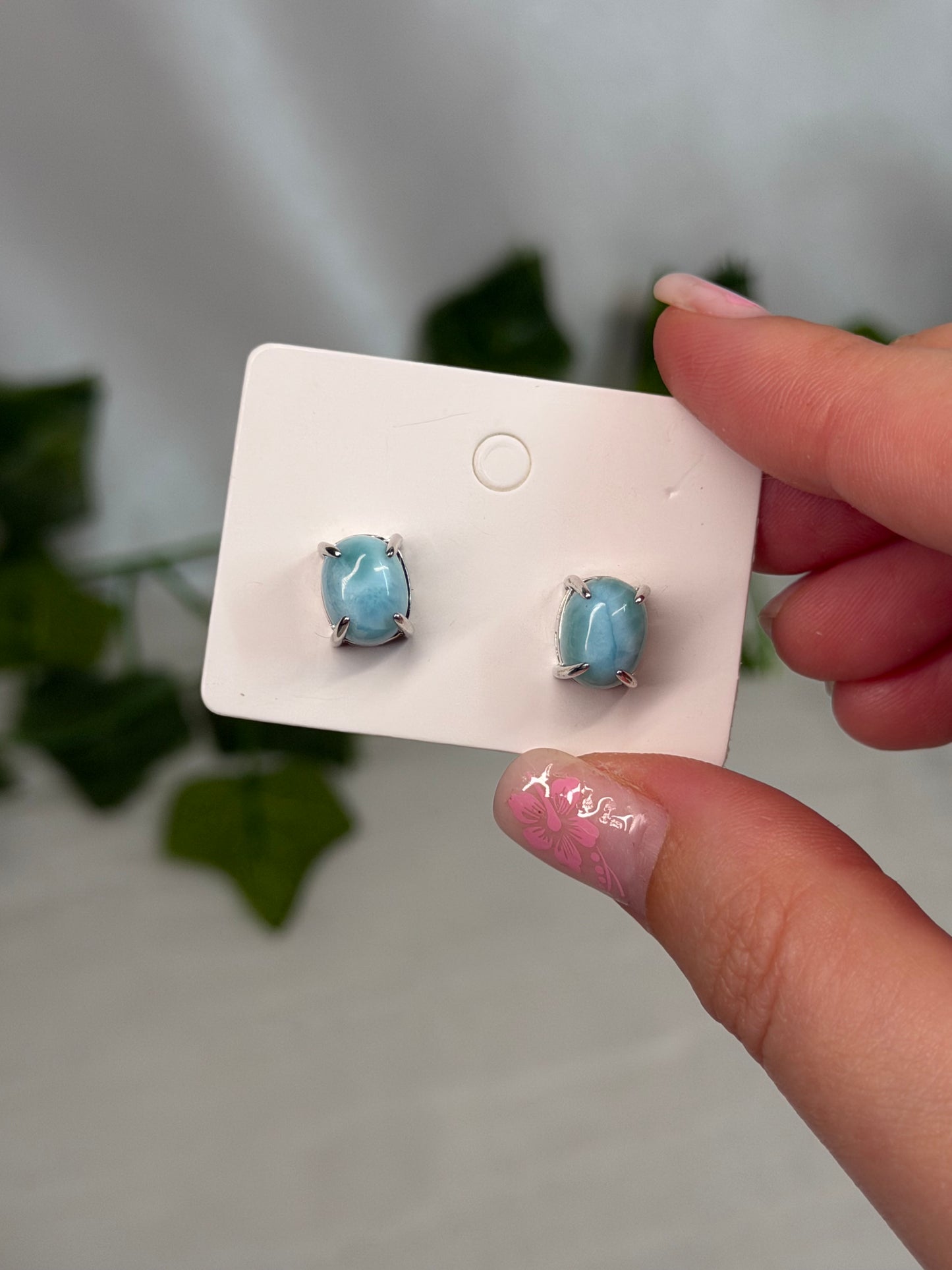 Larimar Studs (925 sterling Silver)