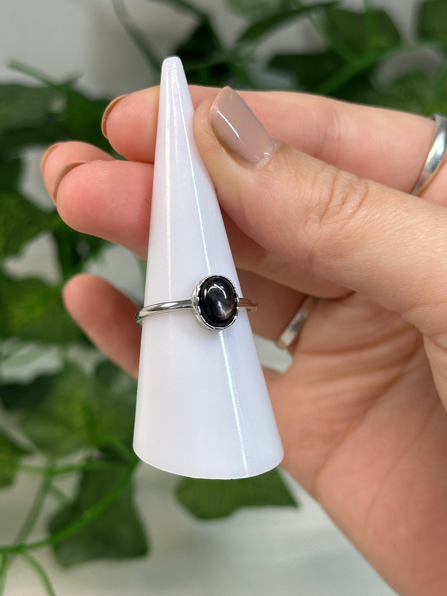 Hypersthene Adjustable Ring (925 Sterling Silver)