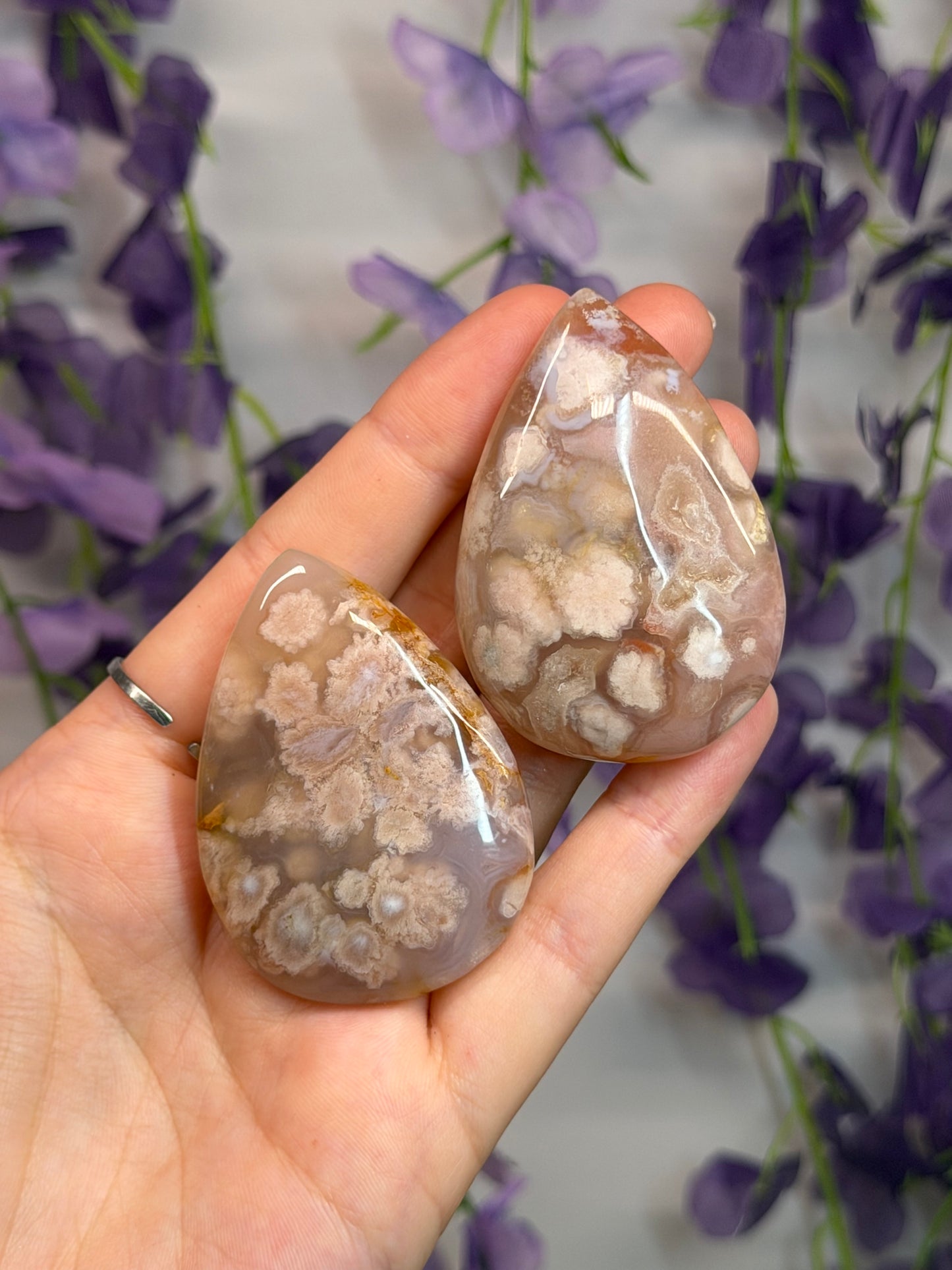 Flower Agate Teardrop
