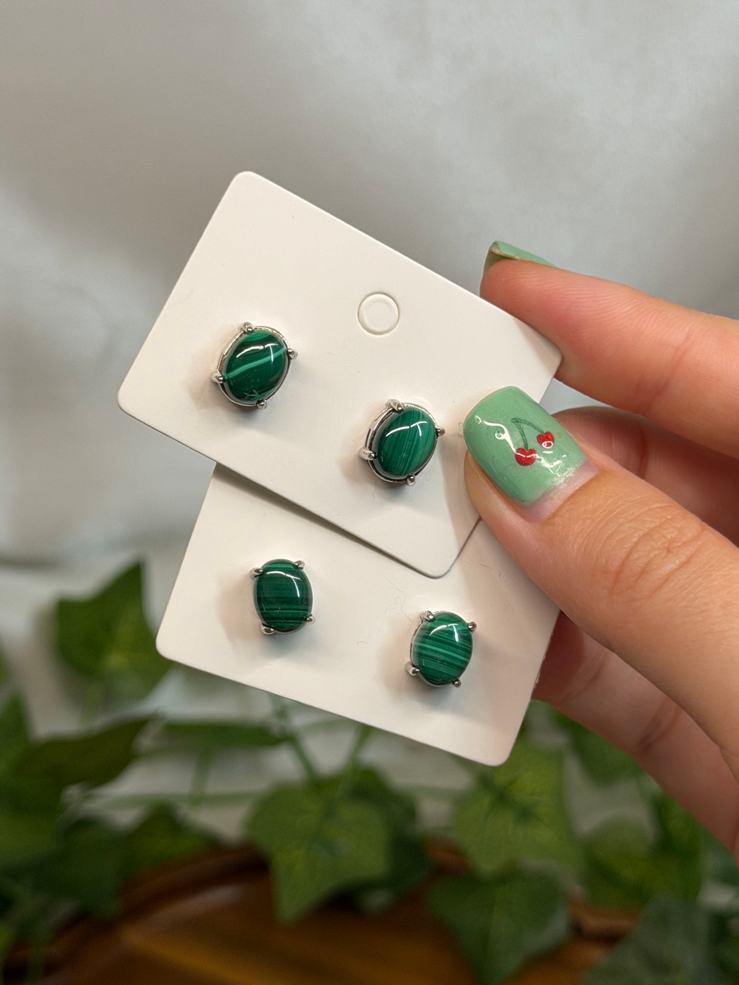 Malachite Studs (925 sterling silver posts)