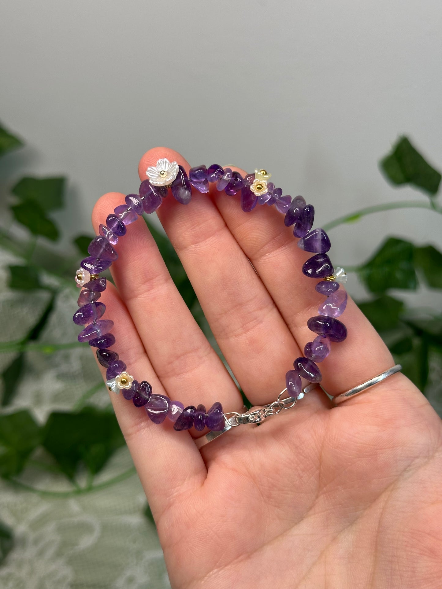 Amethyst Wired Chip Bracelet
