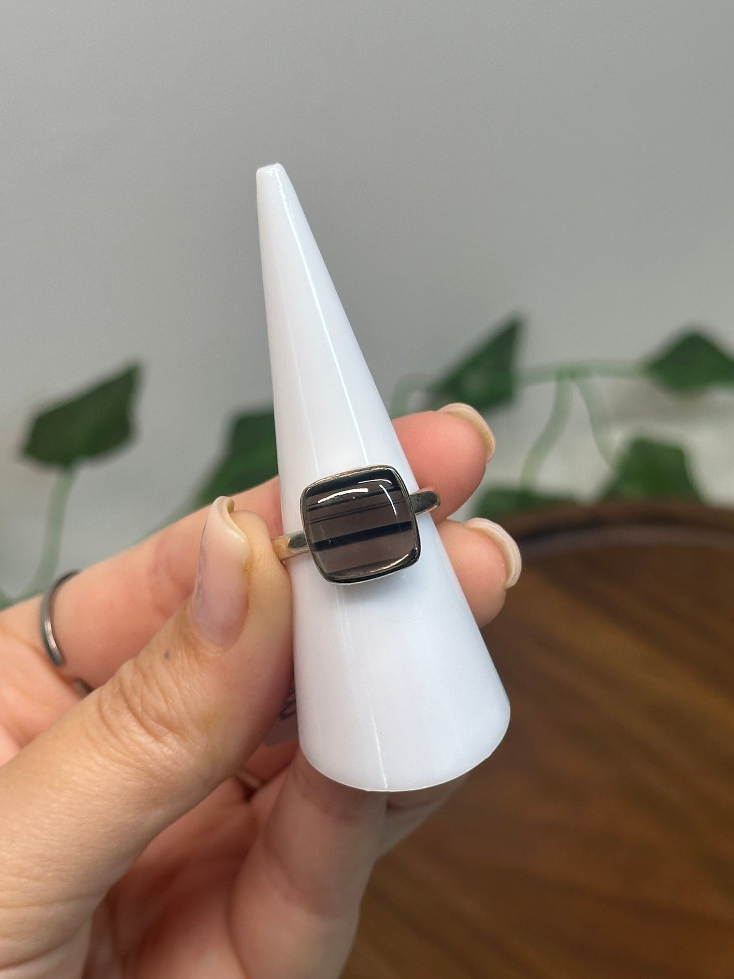 Midnight Lace Obsidian Size N1/2 Ring (925 Sterling Silver)