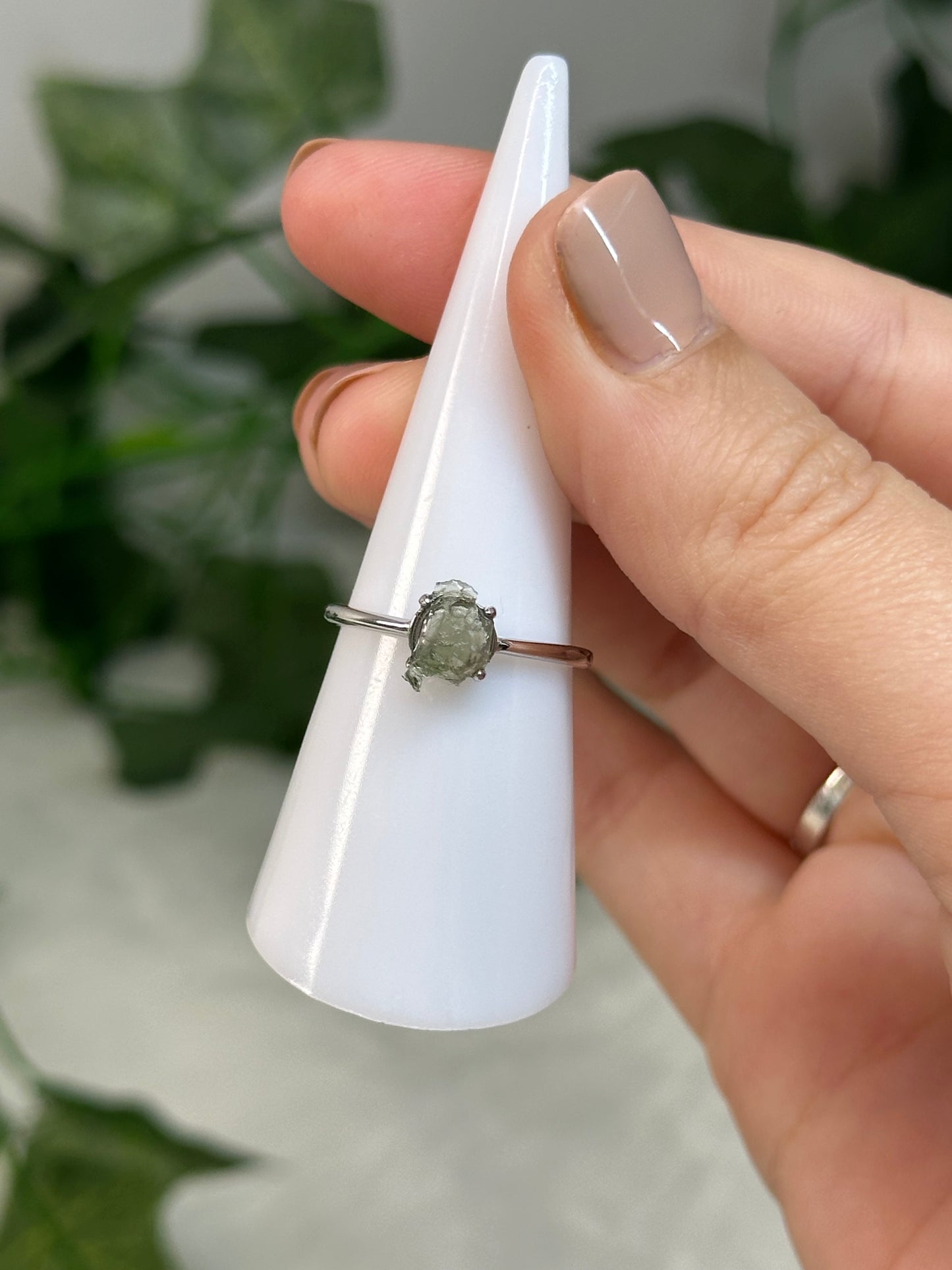 Moldavite Adjustable Ring (925 Sterling Silver)