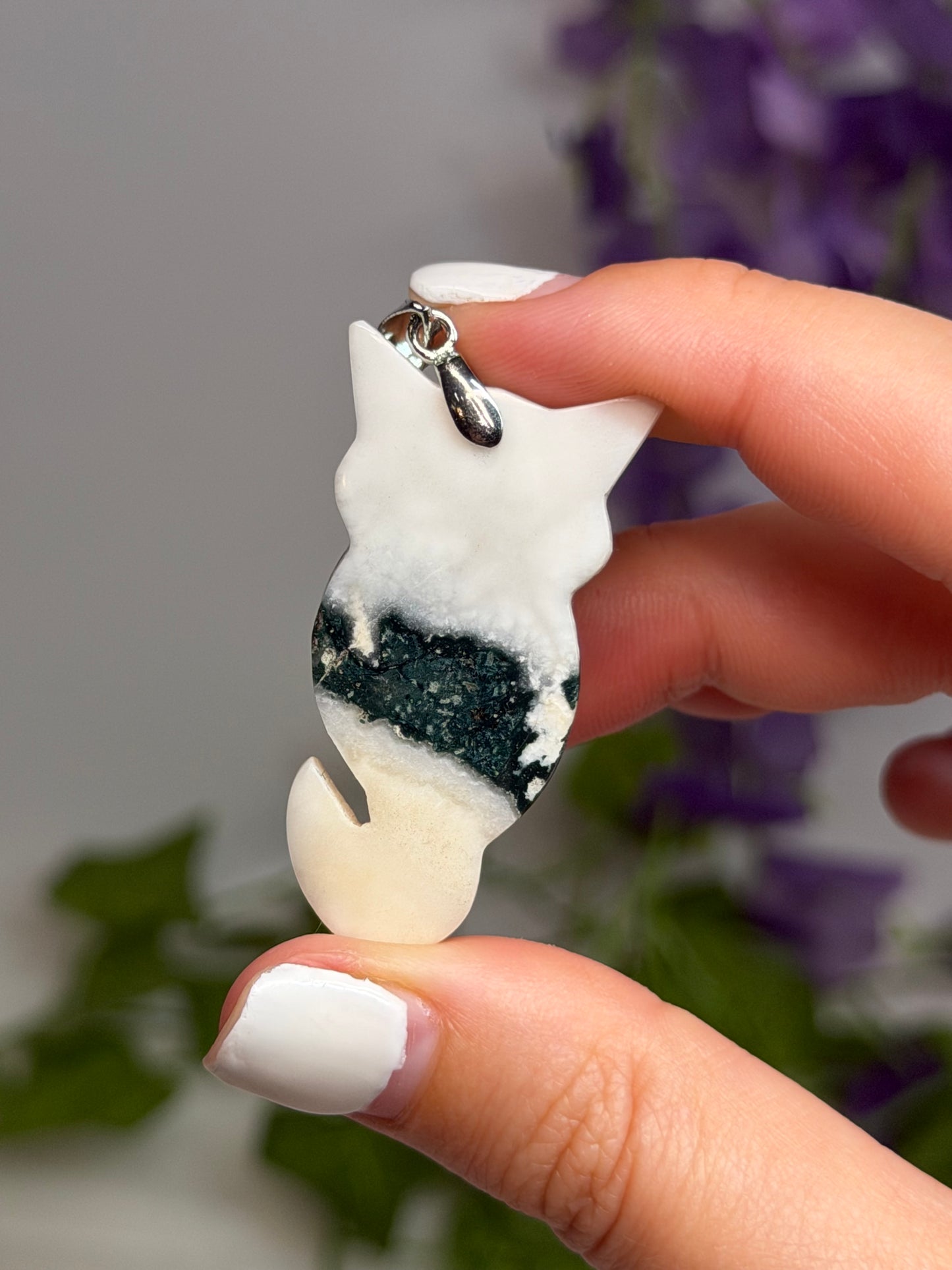 Tree Agate Cat Pendant