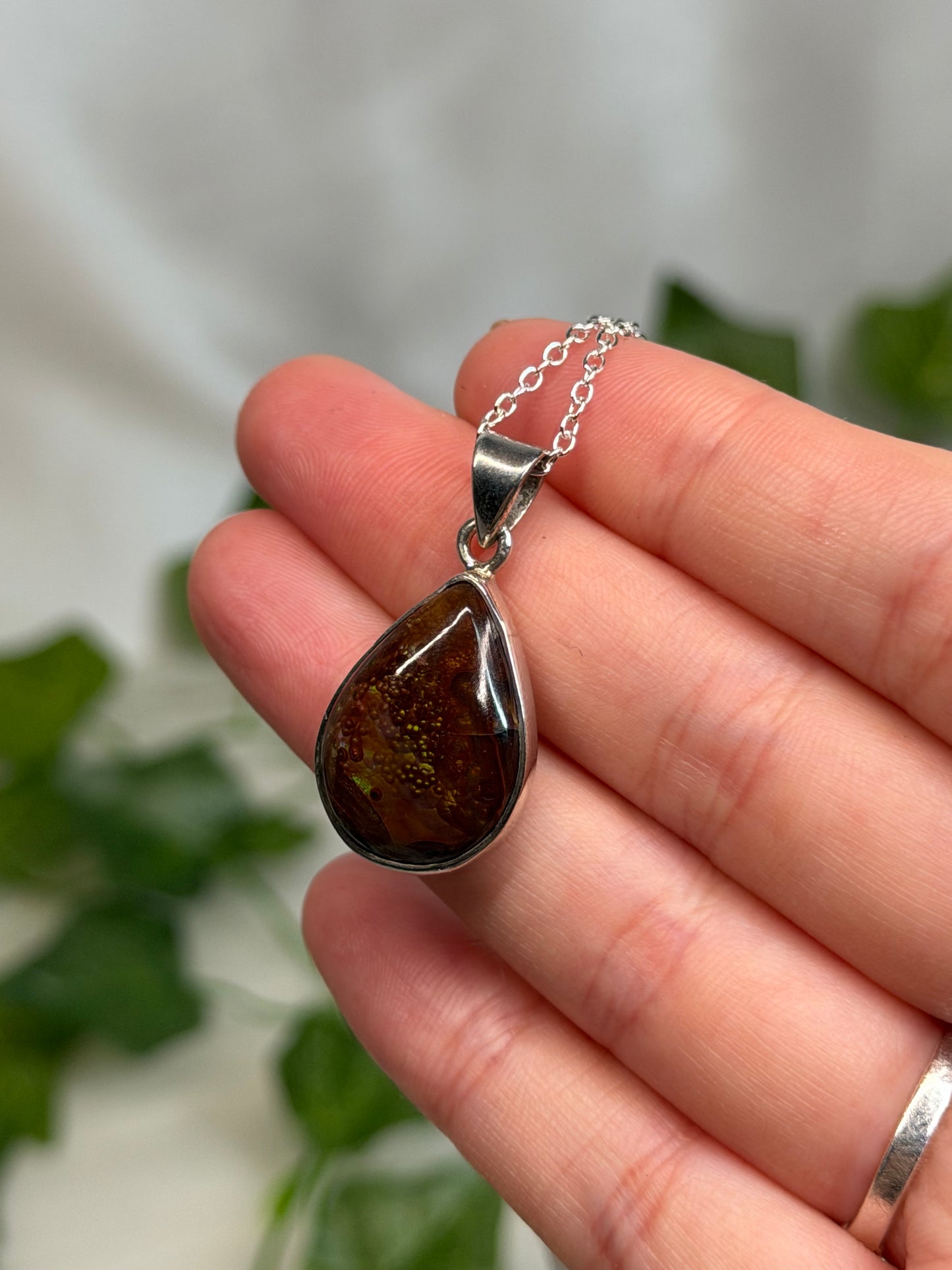 Fire Agate Pendant (925 Sterling Silver) A