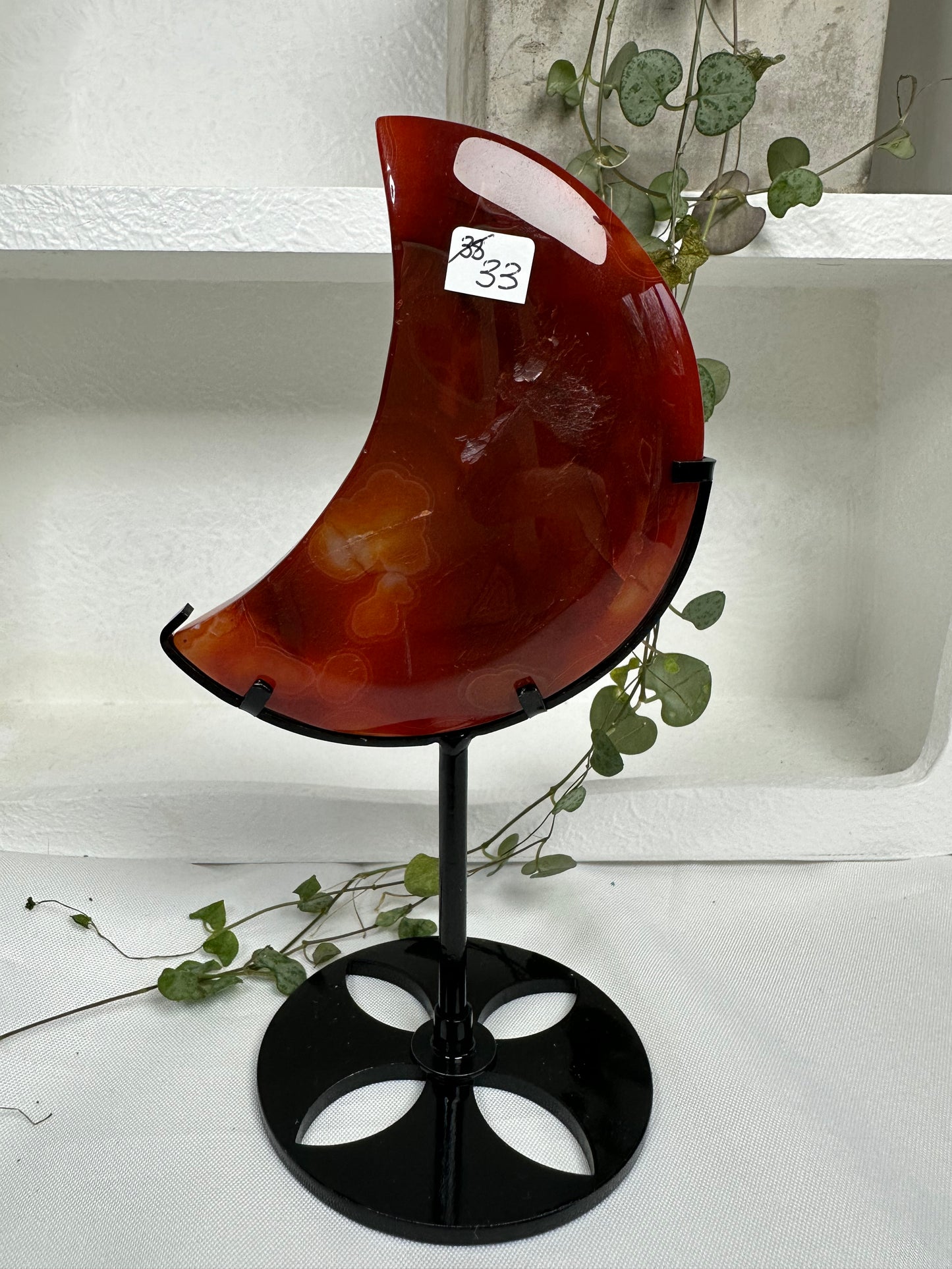 Red Agate Moon on a Stand (Dyed Agate)