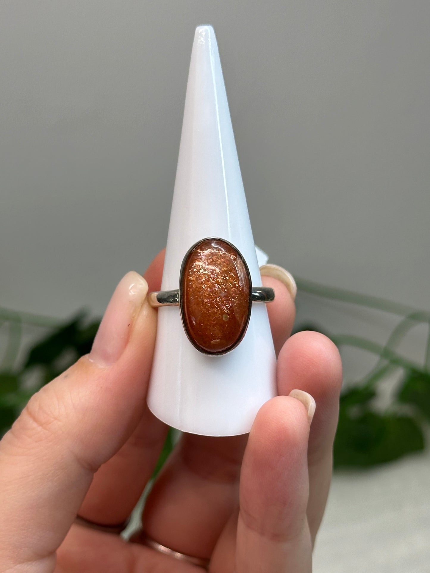Sunstone Ring Size S1/2 (925 Sterling Silver)