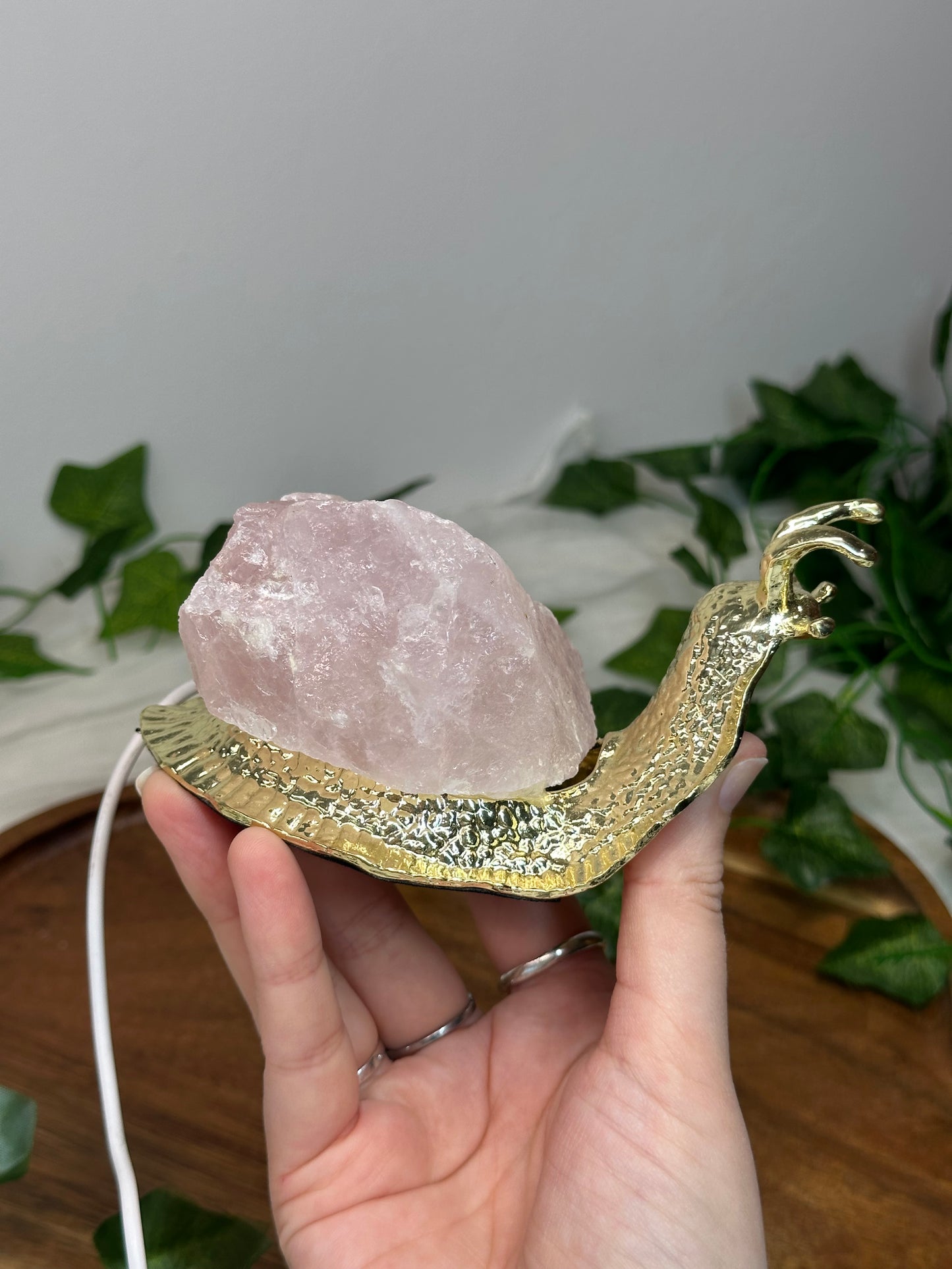 Rose Quartz Snail Lamp