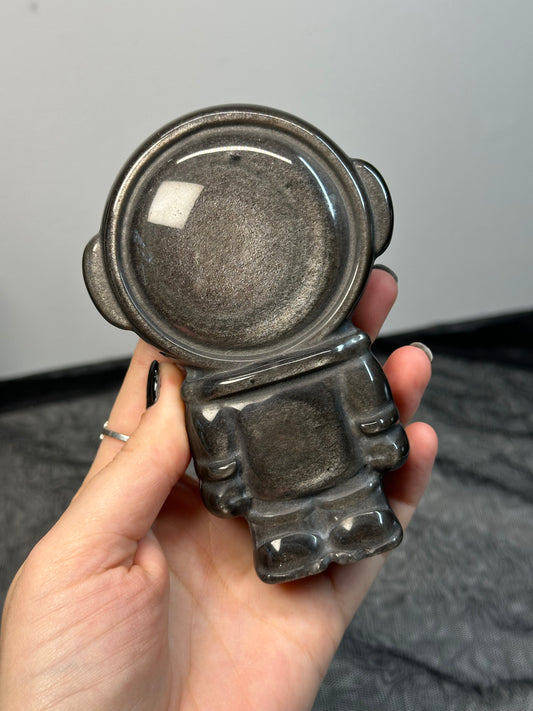 Silver Sheen Obsidian Astronaut