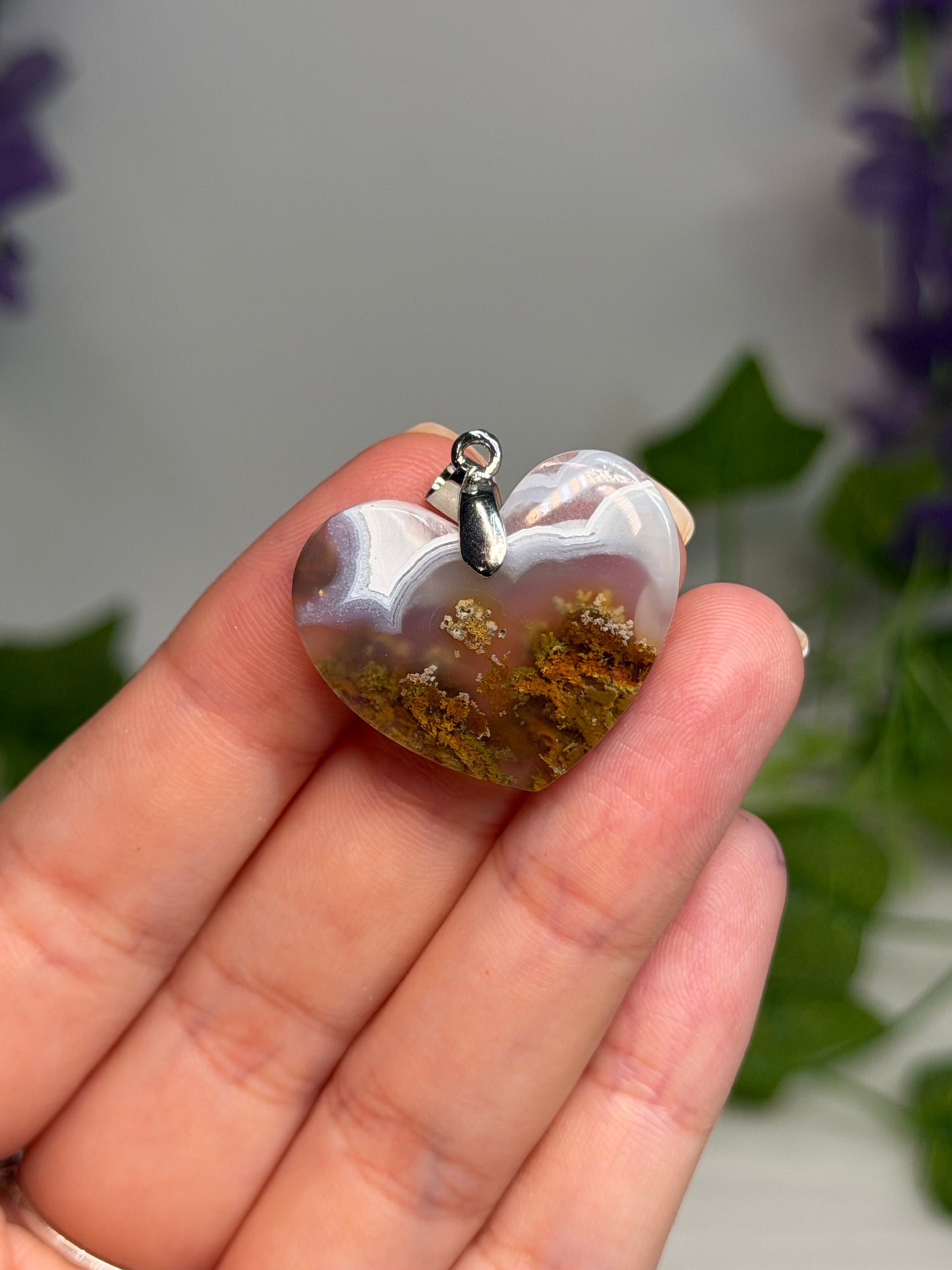 Scenic Moss Agate Heart Pendant